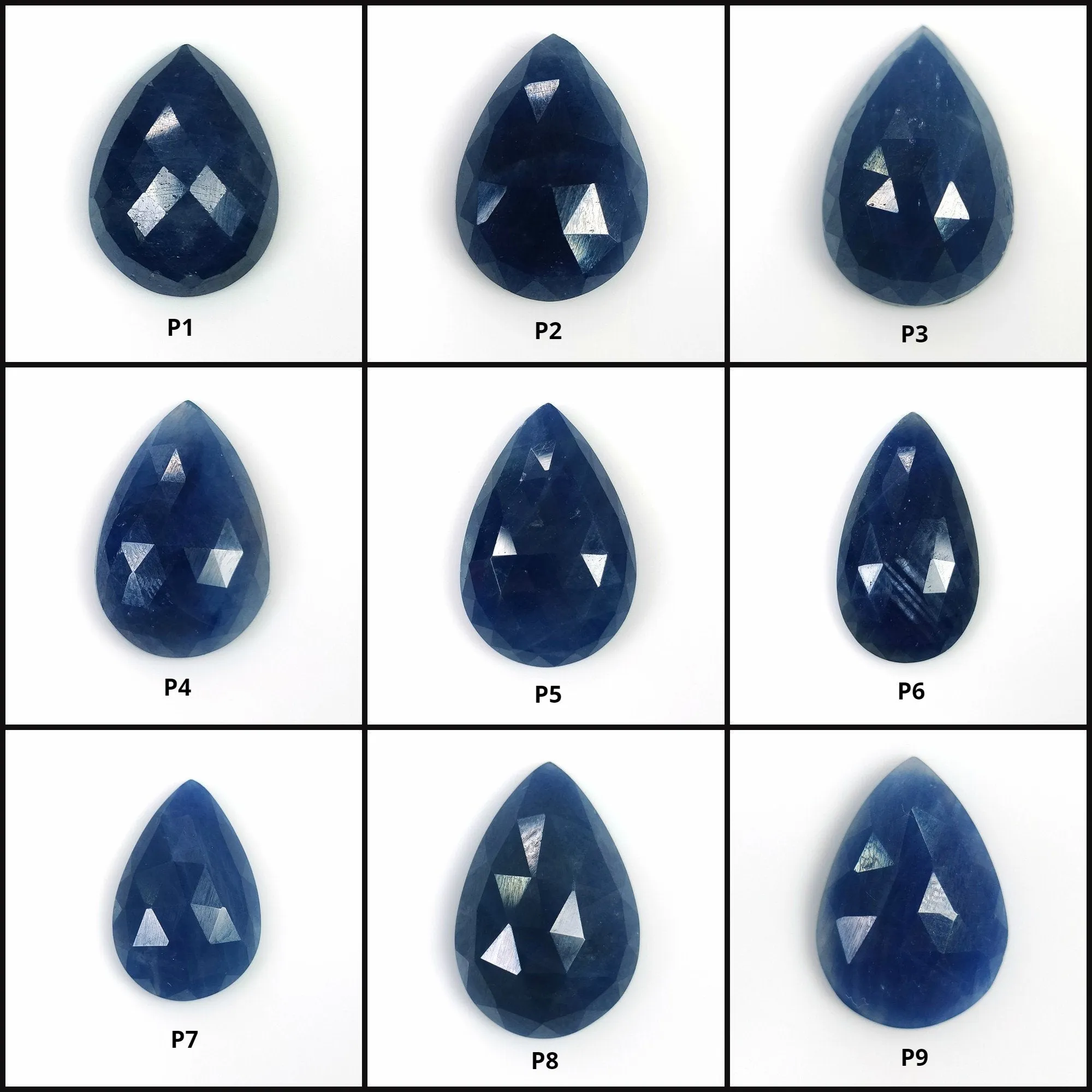 BLUE SAPPHIRE Gemstone Rose Cut : Natural Untreated Unheated Sapphire Pear Shape 1pc