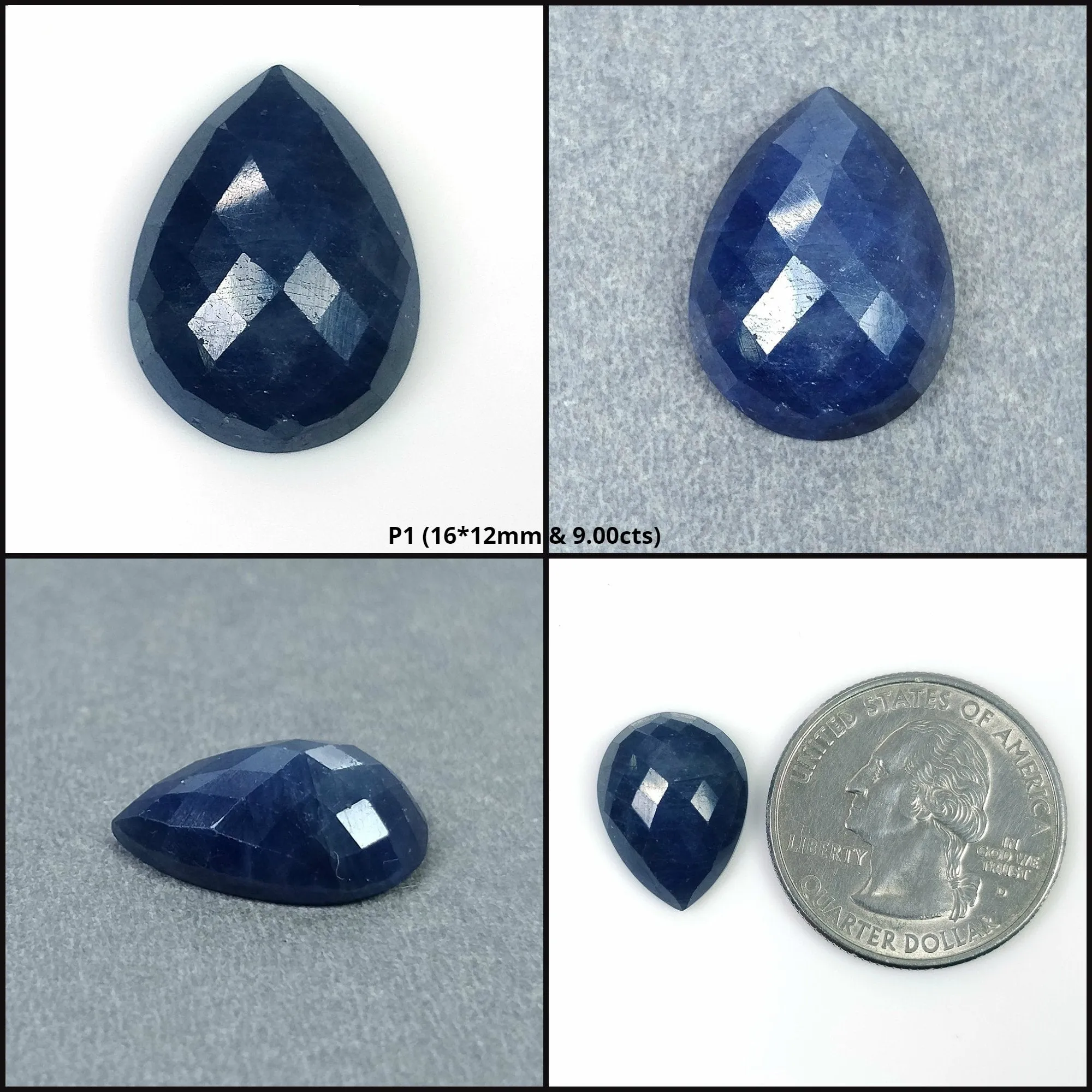 BLUE SAPPHIRE Gemstone Rose Cut : Natural Untreated Unheated Sapphire Pear Shape 1pc