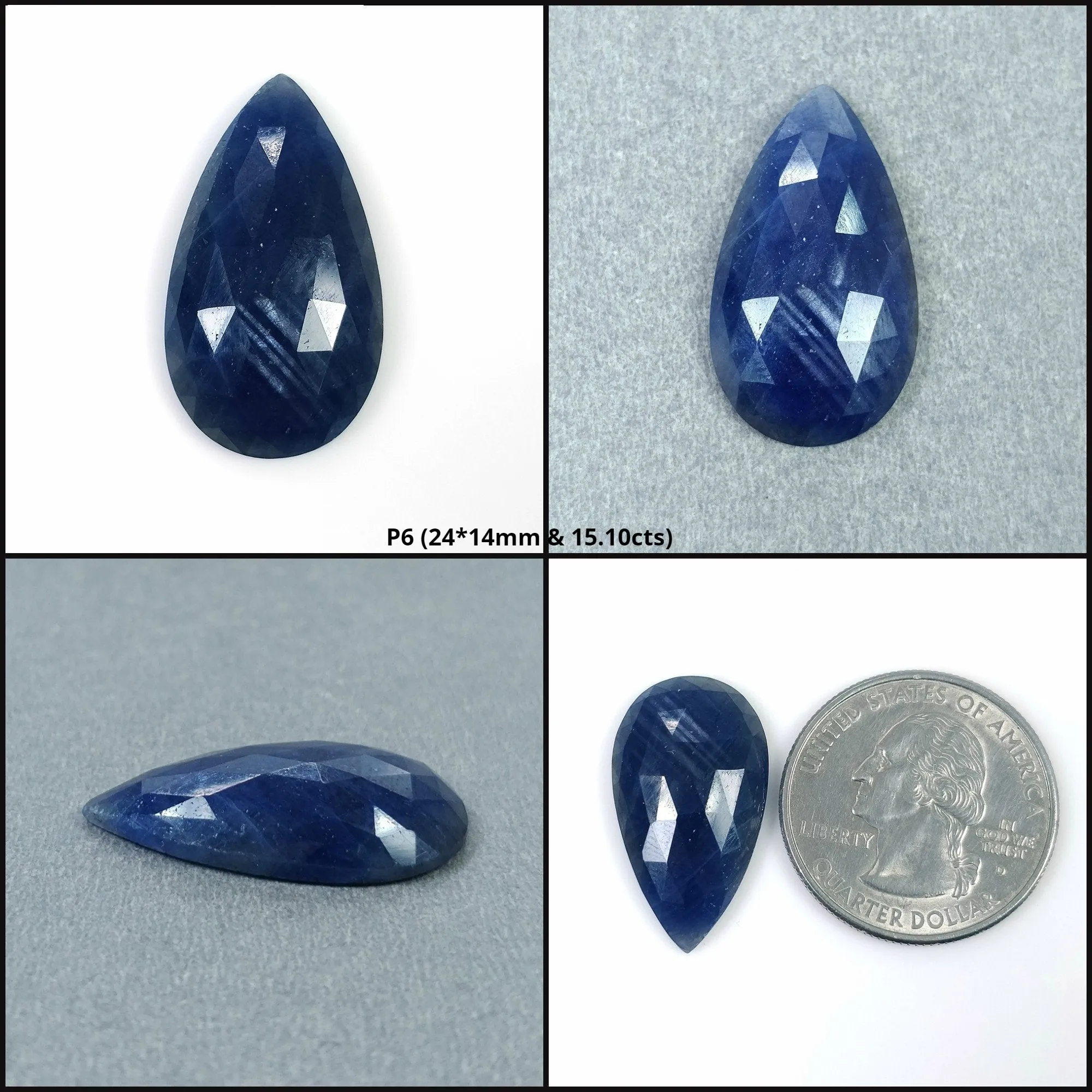 BLUE SAPPHIRE Gemstone Rose Cut : Natural Untreated Unheated Sapphire Pear Shape 1pc