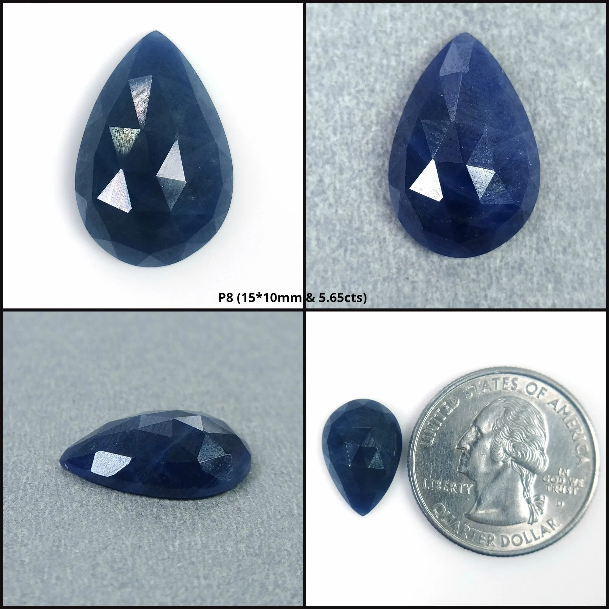 BLUE SAPPHIRE Gemstone Rose Cut : Natural Untreated Unheated Sapphire Pear Shape 1pc