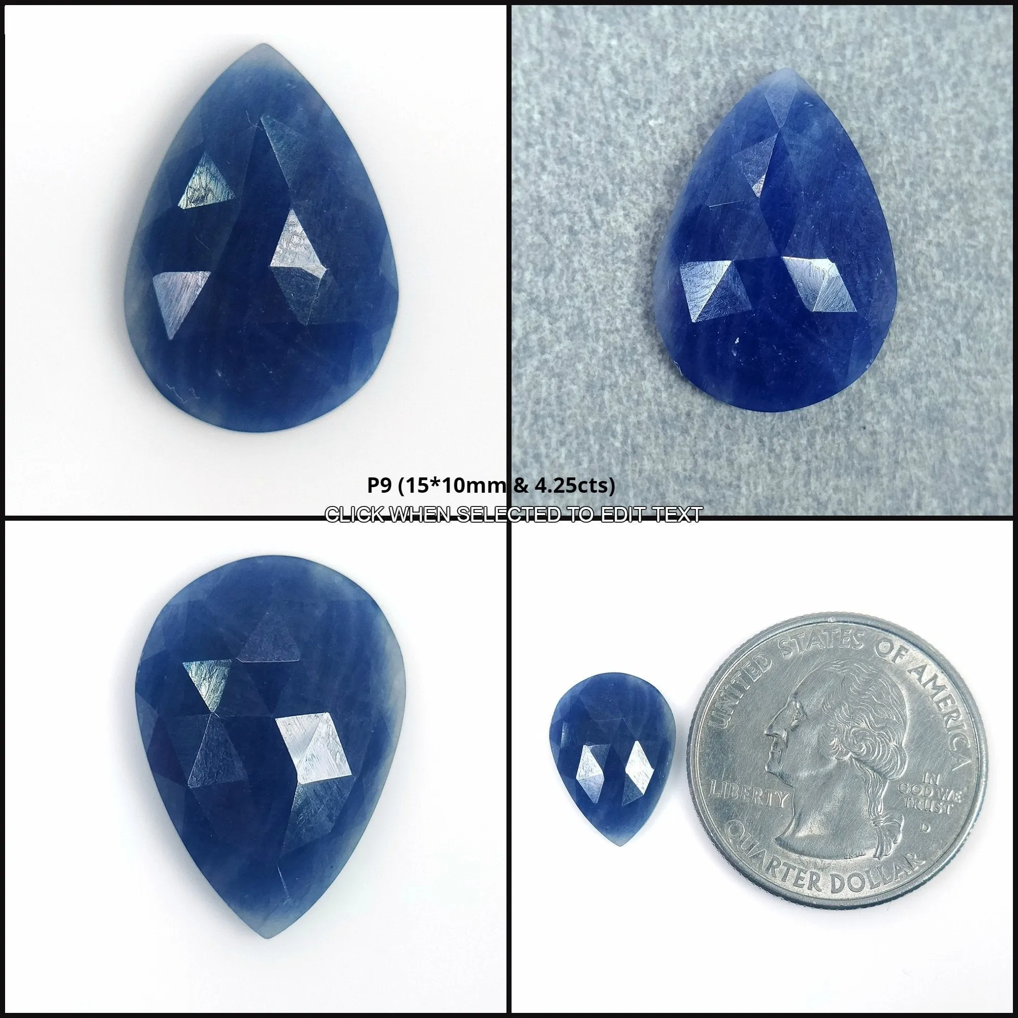 BLUE SAPPHIRE Gemstone Rose Cut : Natural Untreated Unheated Sapphire Pear Shape 1pc