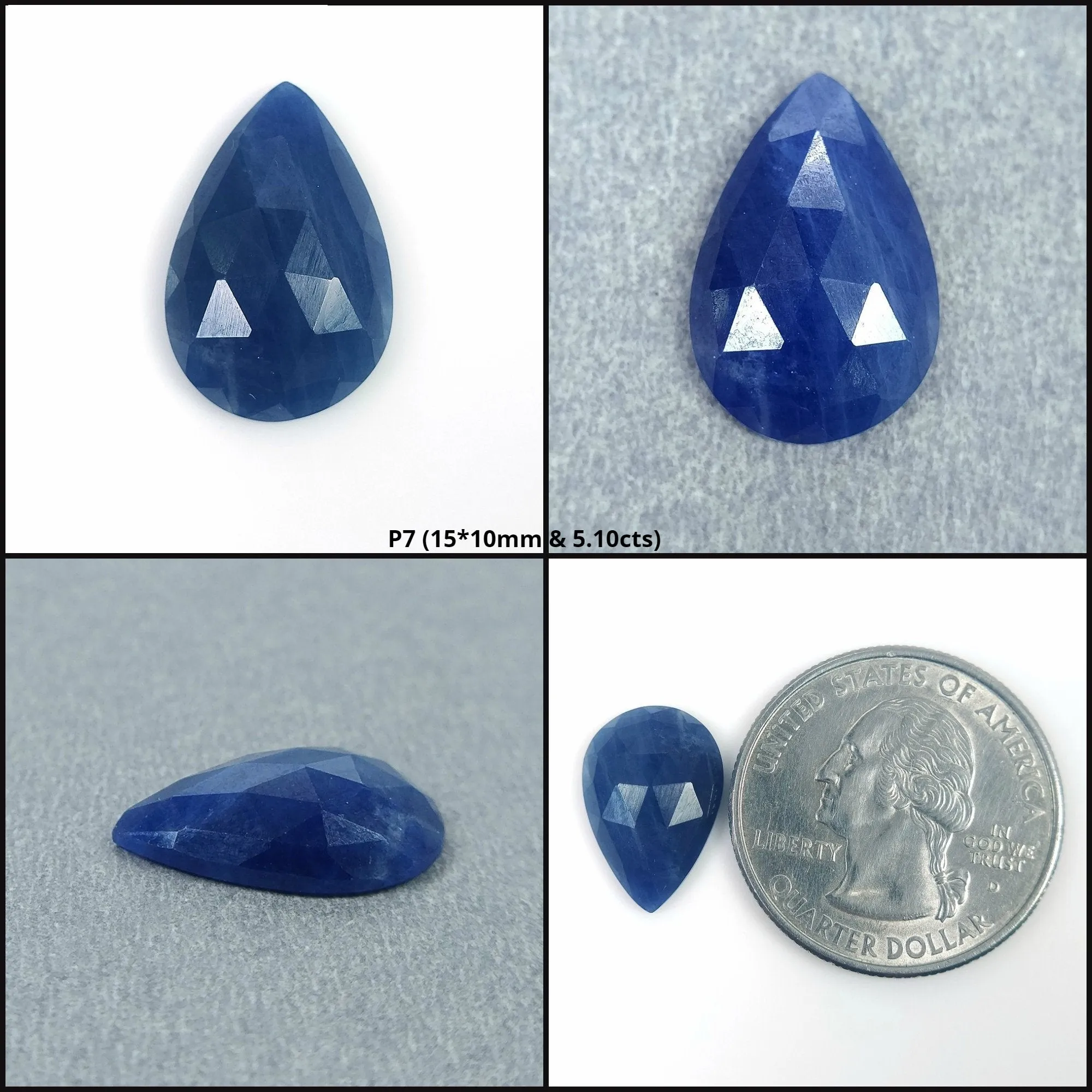 BLUE SAPPHIRE Gemstone Rose Cut : Natural Untreated Unheated Sapphire Pear Shape 1pc