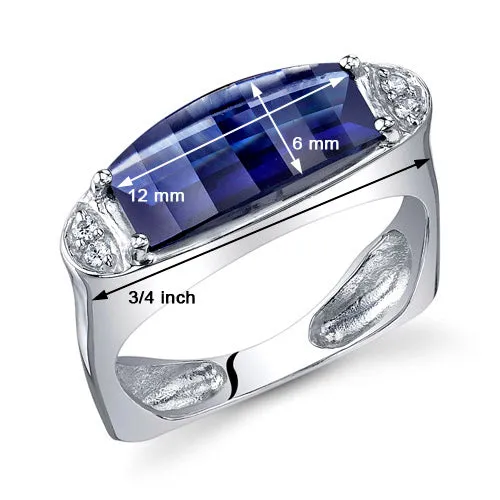 Blue Sapphire Special Cut Sterling Silver Ring Size 9