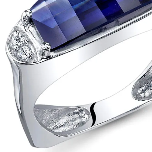 Blue Sapphire Special Cut Sterling Silver Ring Size 9