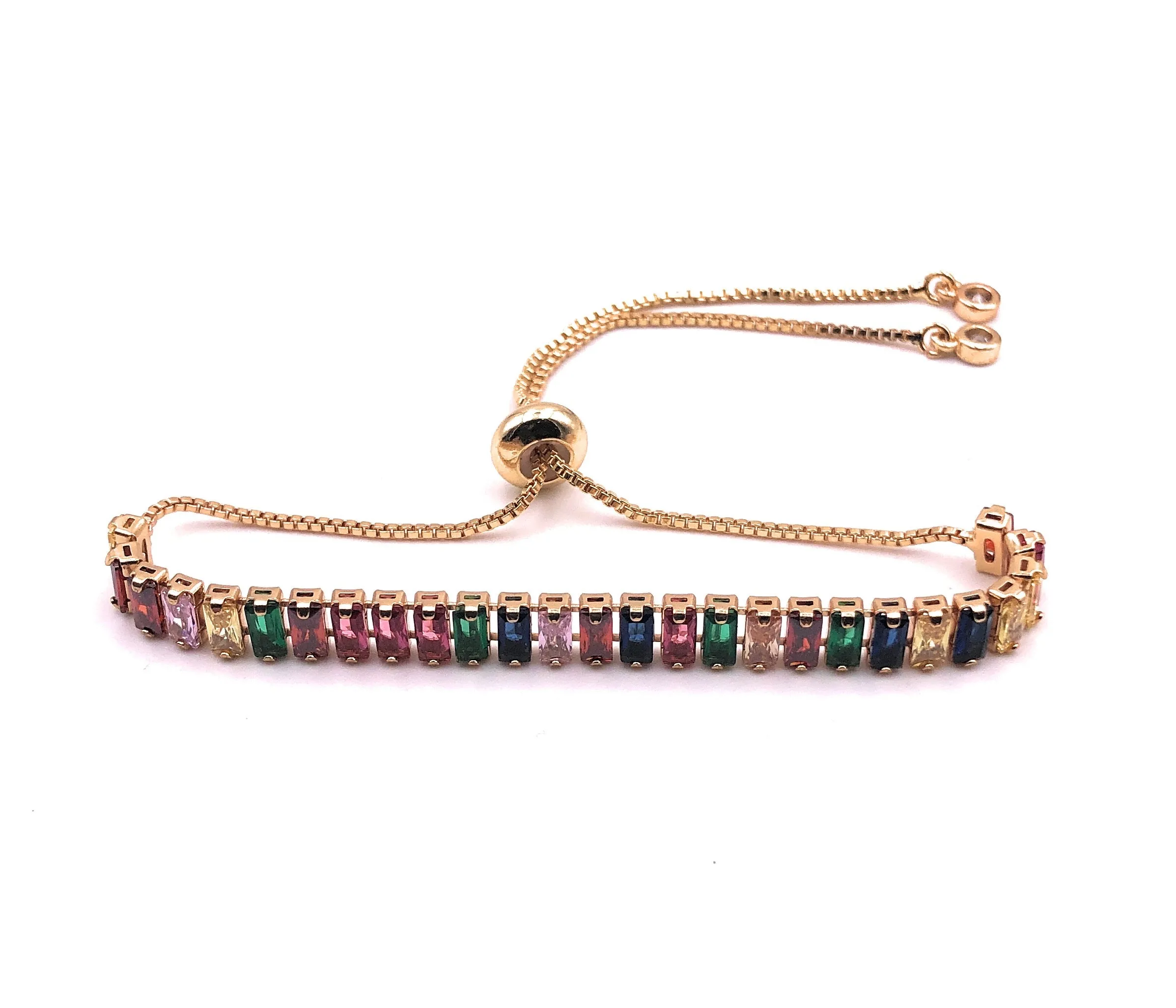 Bolo Bracelet and Cubic Zirconia Multicolor Stones Layering Bracelet for Women