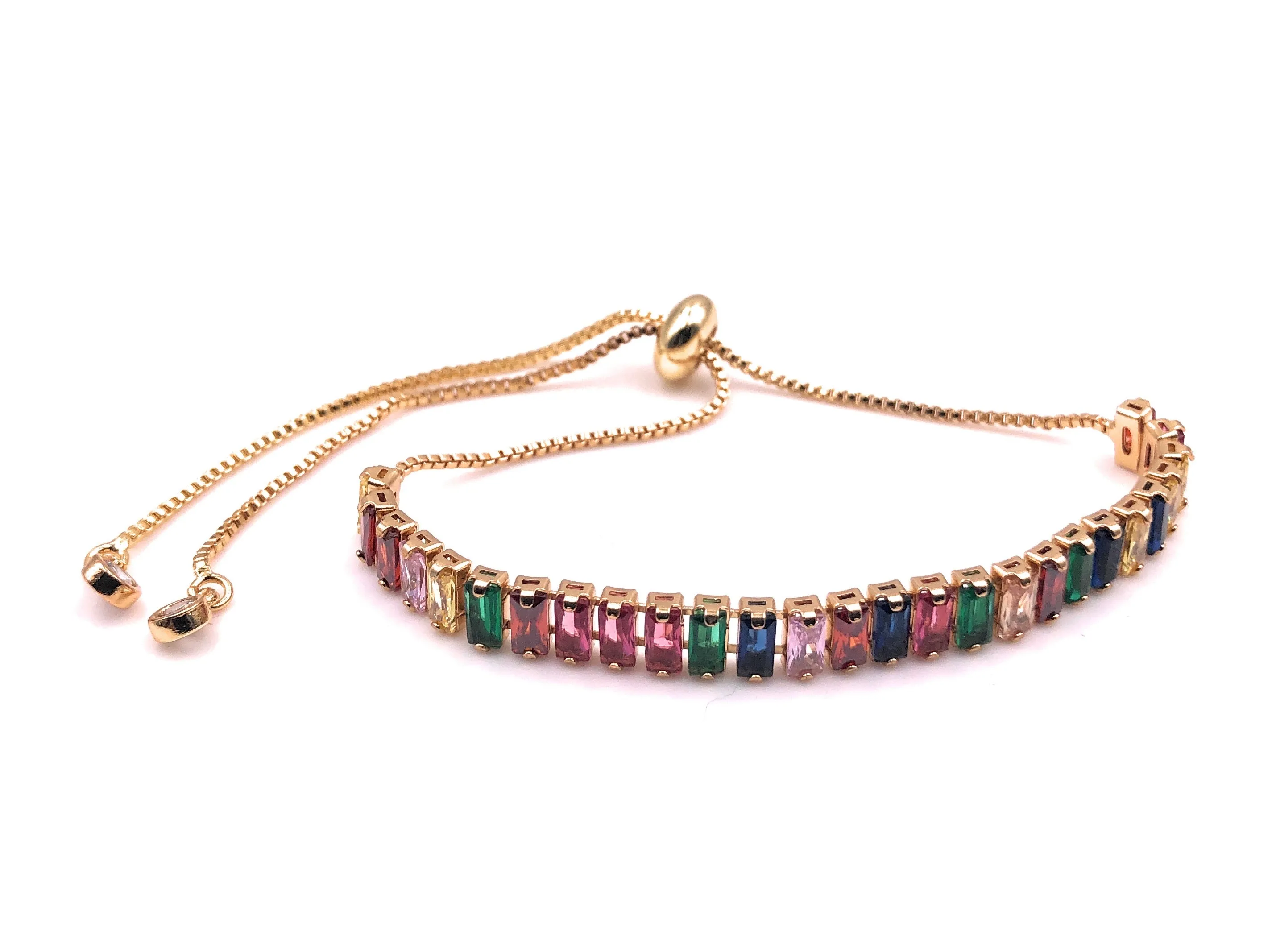 Bolo Bracelet and Cubic Zirconia Multicolor Stones Layering Bracelet for Women