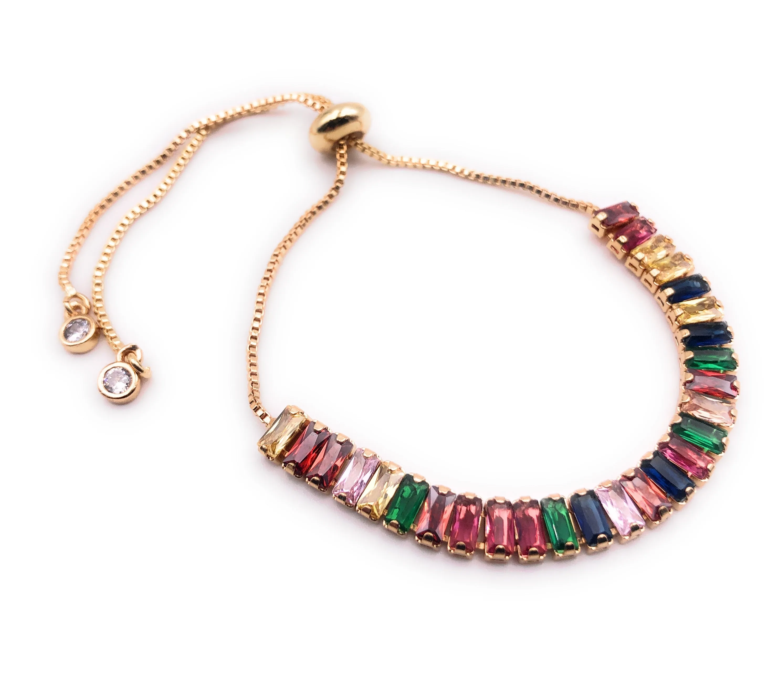 Bolo Bracelet and Cubic Zirconia Multicolor Stones Layering Bracelet for Women