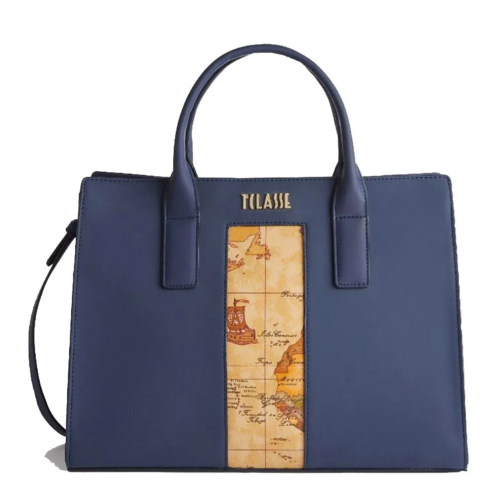 Borsa Donna a Mano 1A Classe Alviero Martini linea Geo Joy in Tessuto Gommato Blu GZ30