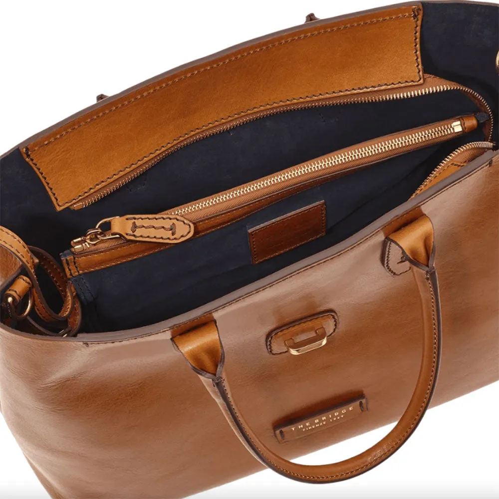 Borsa Donna a Mano con Tracolla THE BRIDGE in Pelle Cognac linea Dalston