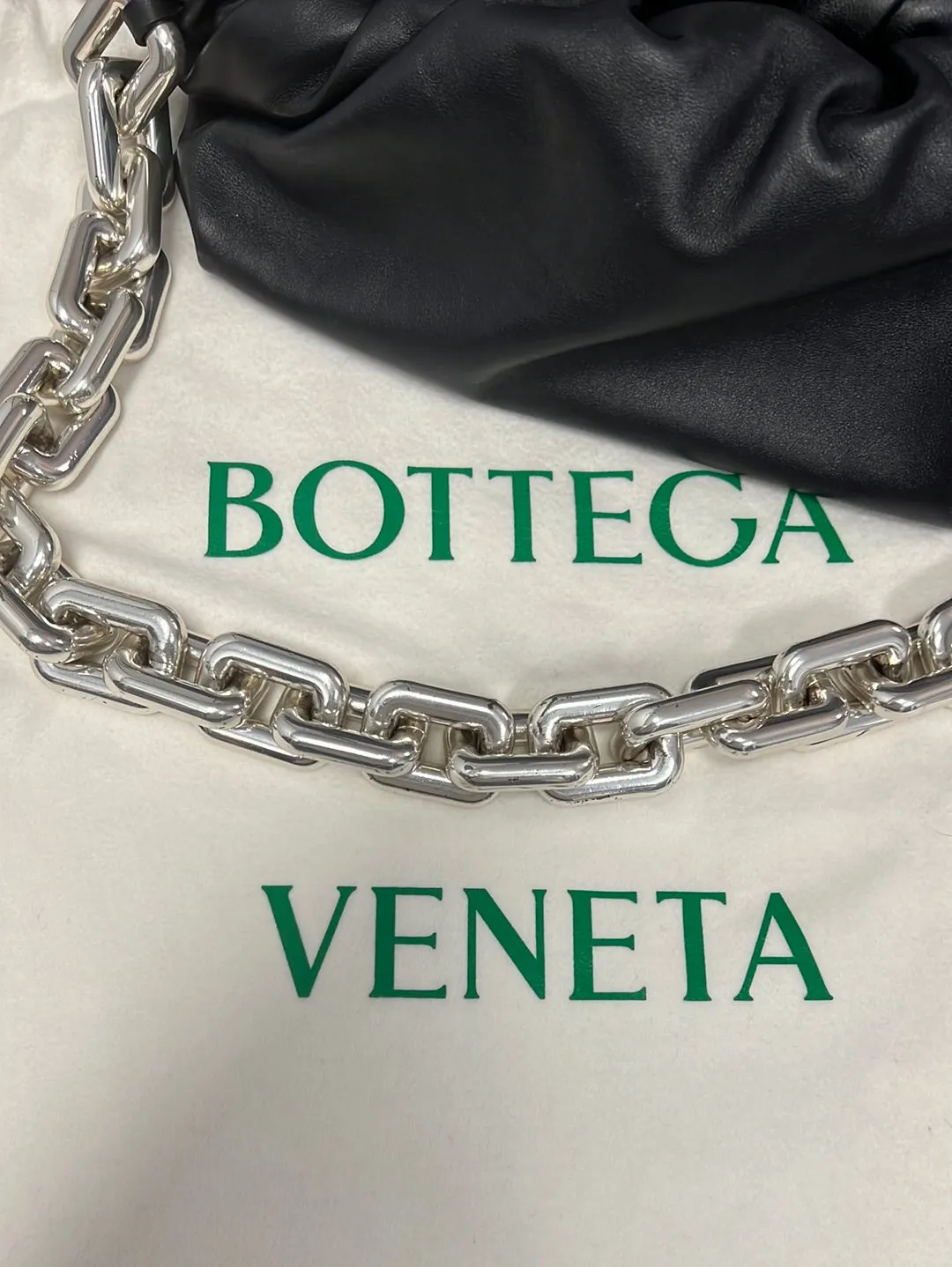 Bottega Veneta Black Leather The Chain Pouch Bag