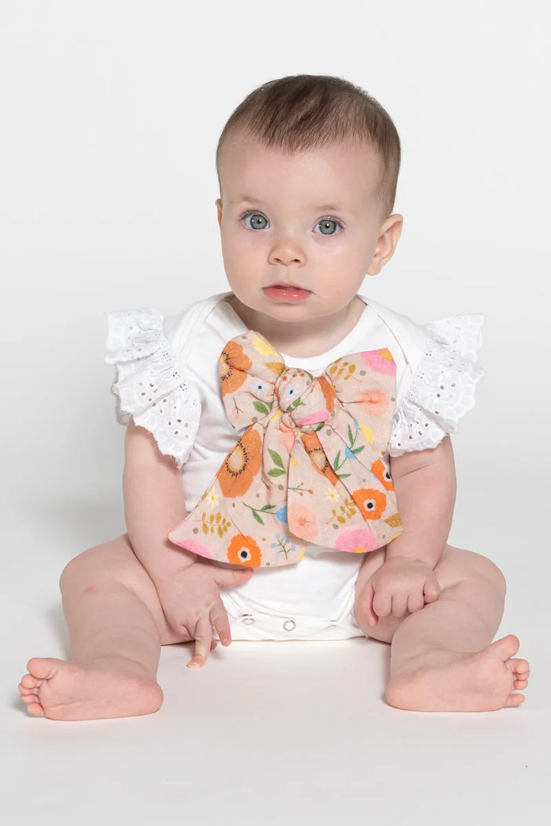 Bow Appliqué Onesie Flower