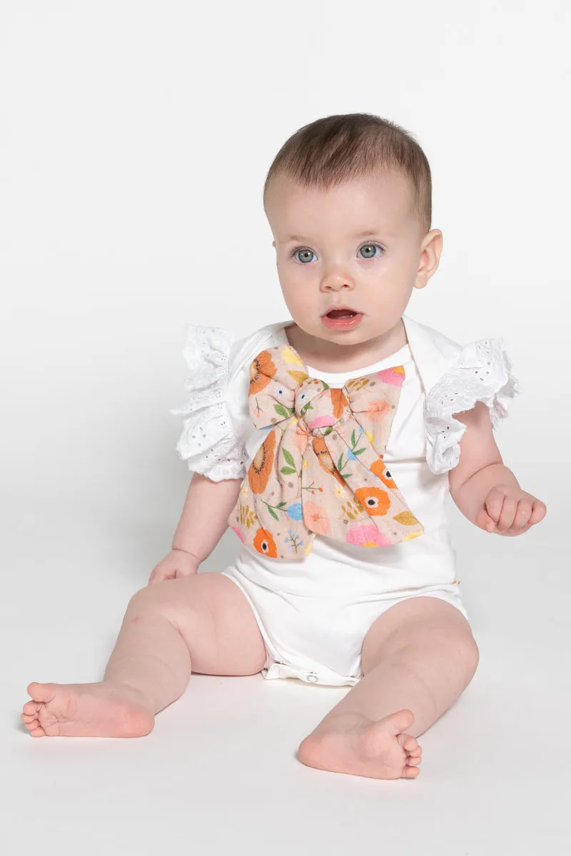 Bow Appliqué Onesie Flower