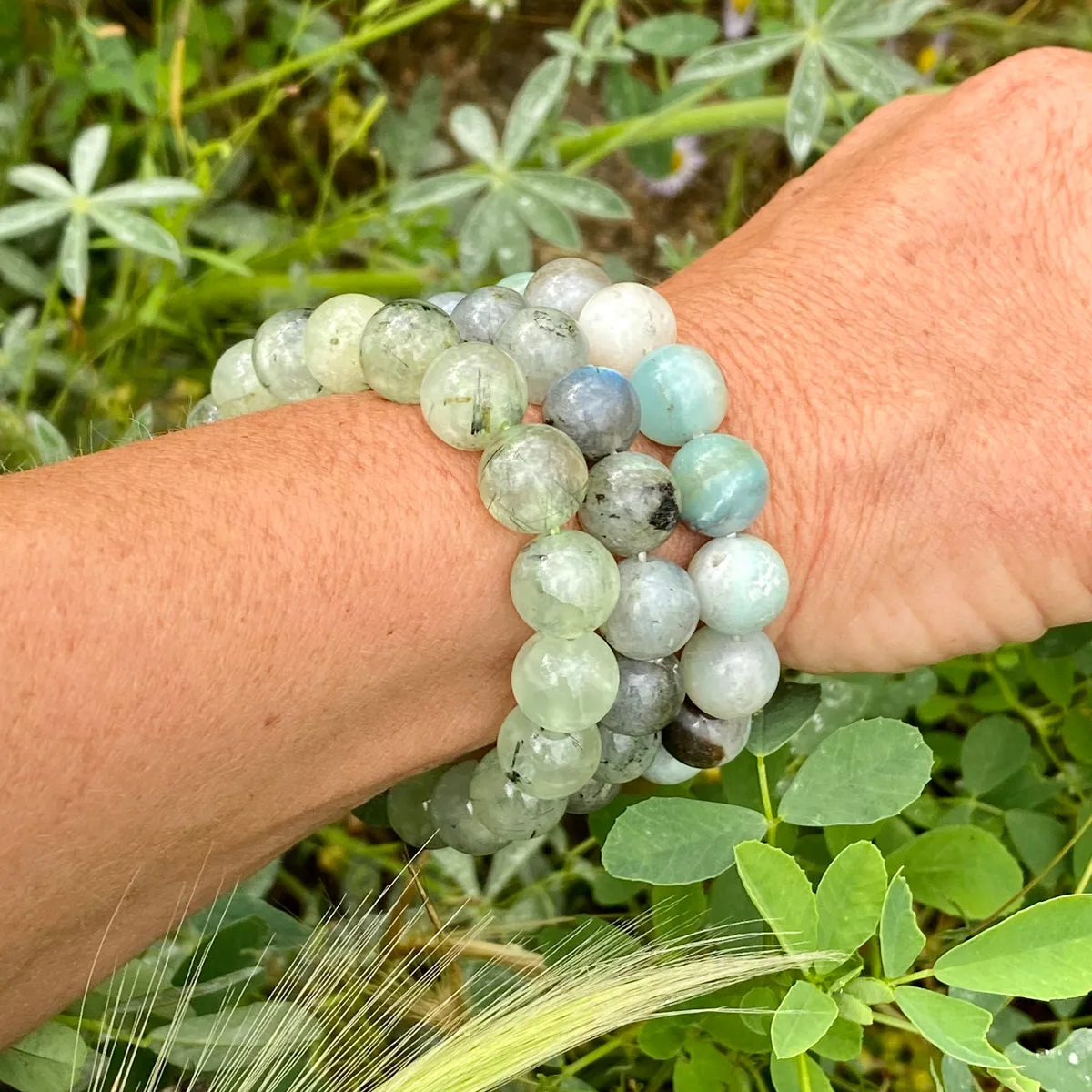 Bracelets to Repel Anxiety and Depression - Labradorite, Prehnite and Amazonite Trio