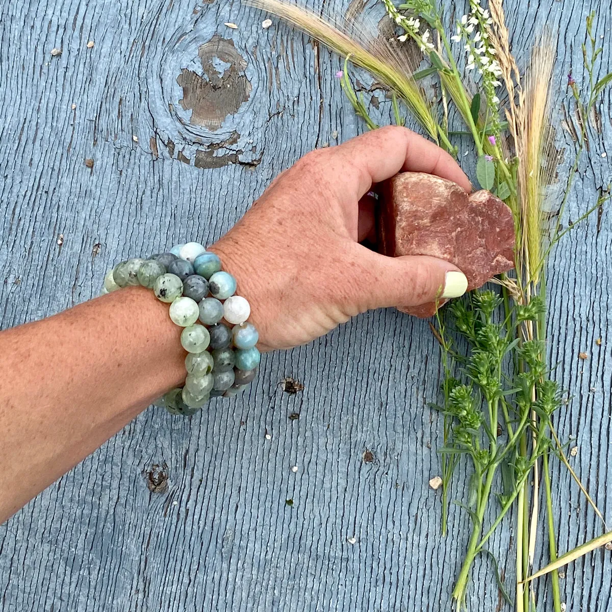 Bracelets to Repel Anxiety and Depression - Labradorite, Prehnite and Amazonite Trio