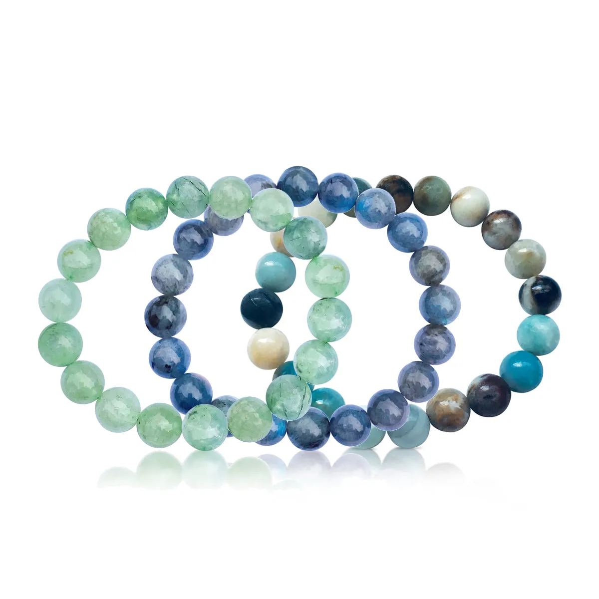 Bracelets to Repel Anxiety and Depression - Labradorite, Prehnite and Amazonite Trio