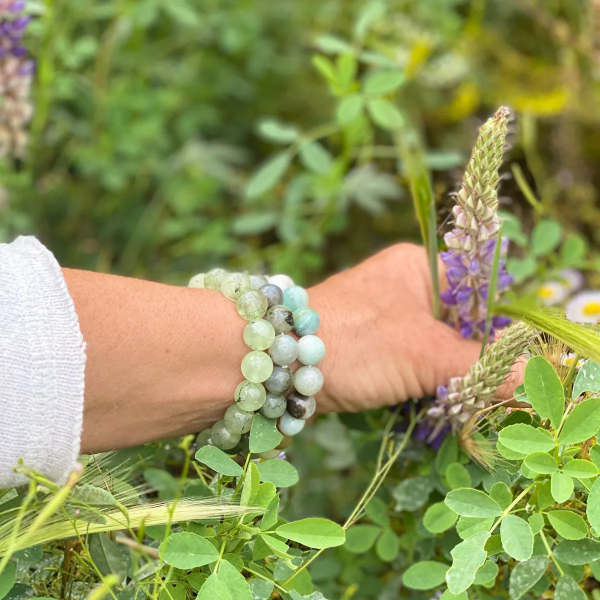 Bracelets to Repel Anxiety and Depression - Labradorite, Prehnite and Amazonite Trio