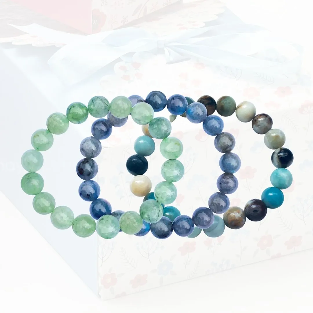 Bracelets to Repel Anxiety and Depression - Labradorite, Prehnite and Amazonite Trio