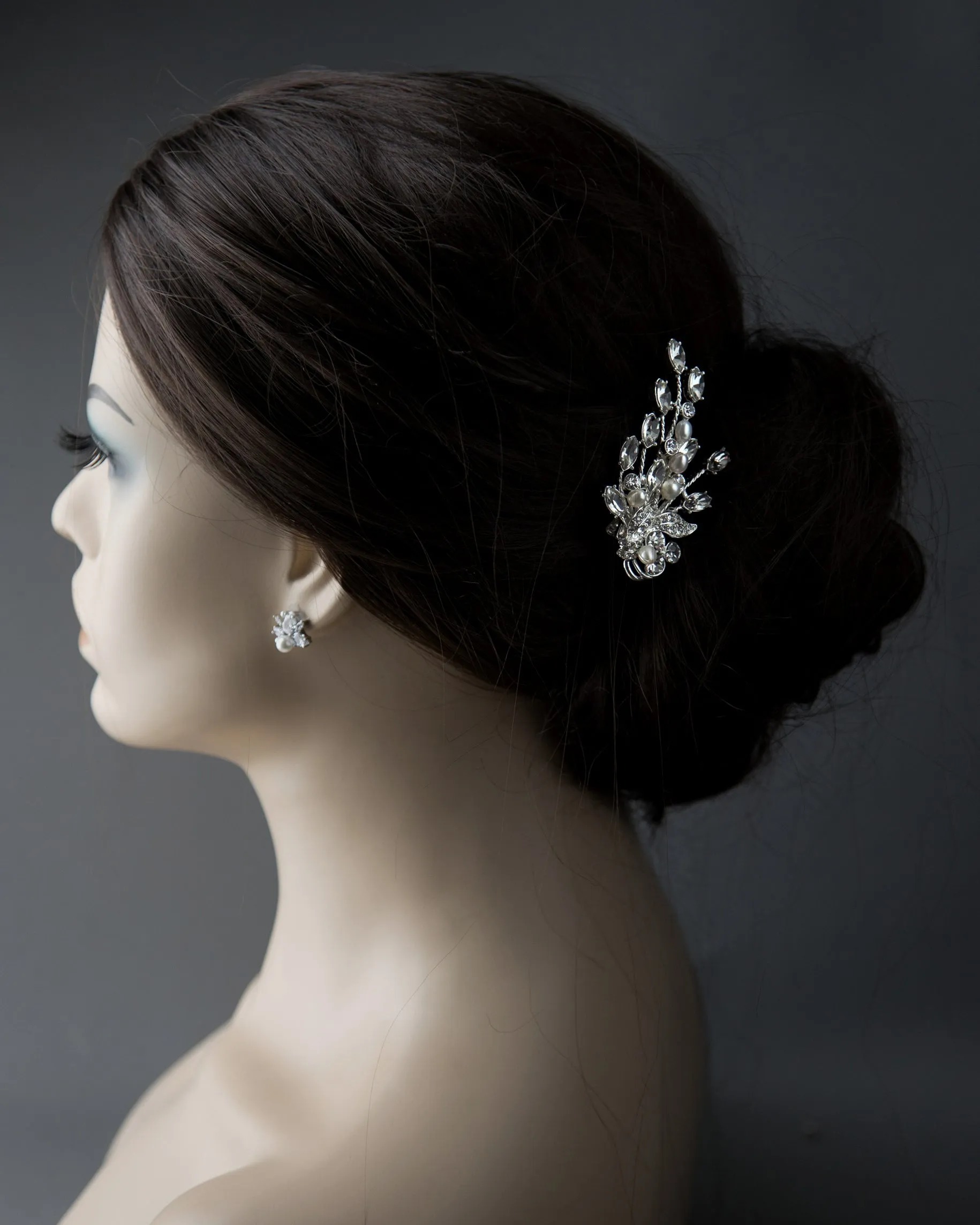 Bridal Hair Clip of Leaves and Buds