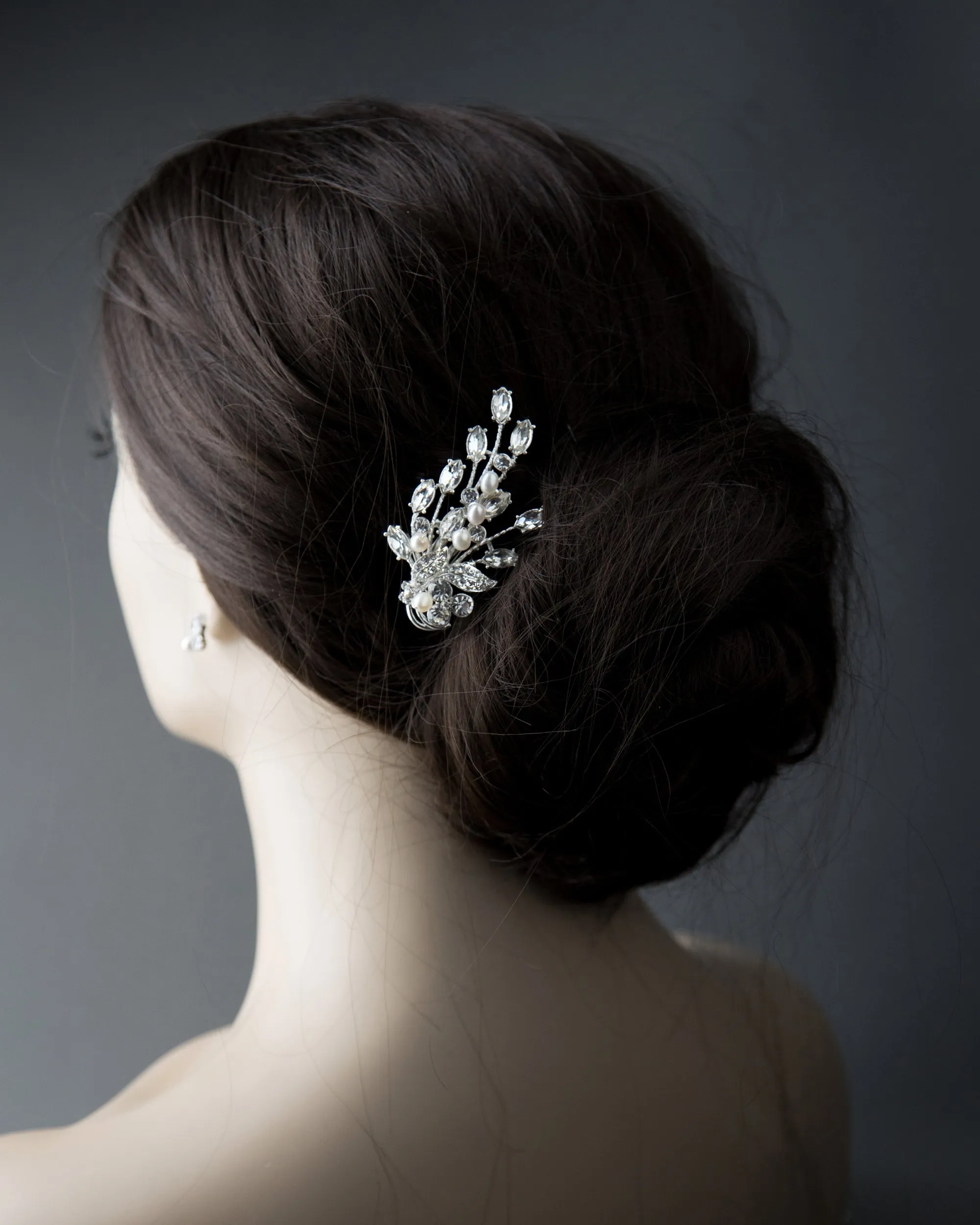 Bridal Hair Clip of Leaves and Buds