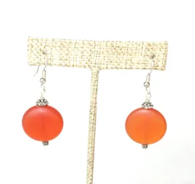 Burnt Orange Sea Glass Earrings