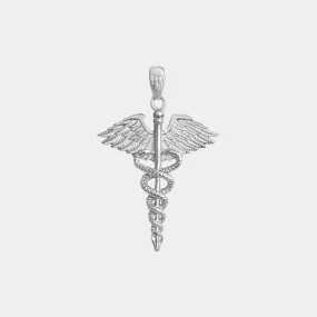 Caduceus Pendant - White Gold