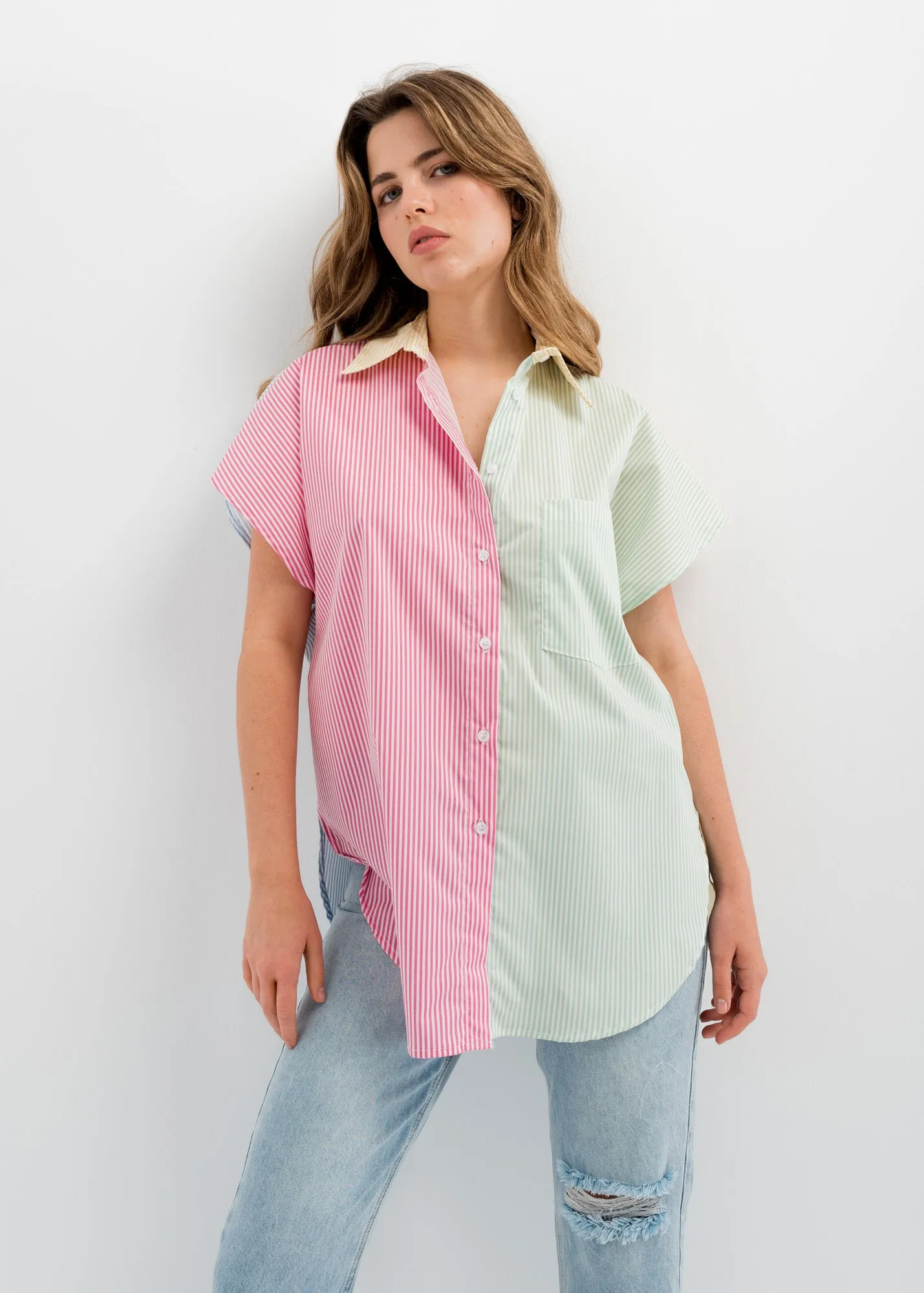 Camicia a righe combinate