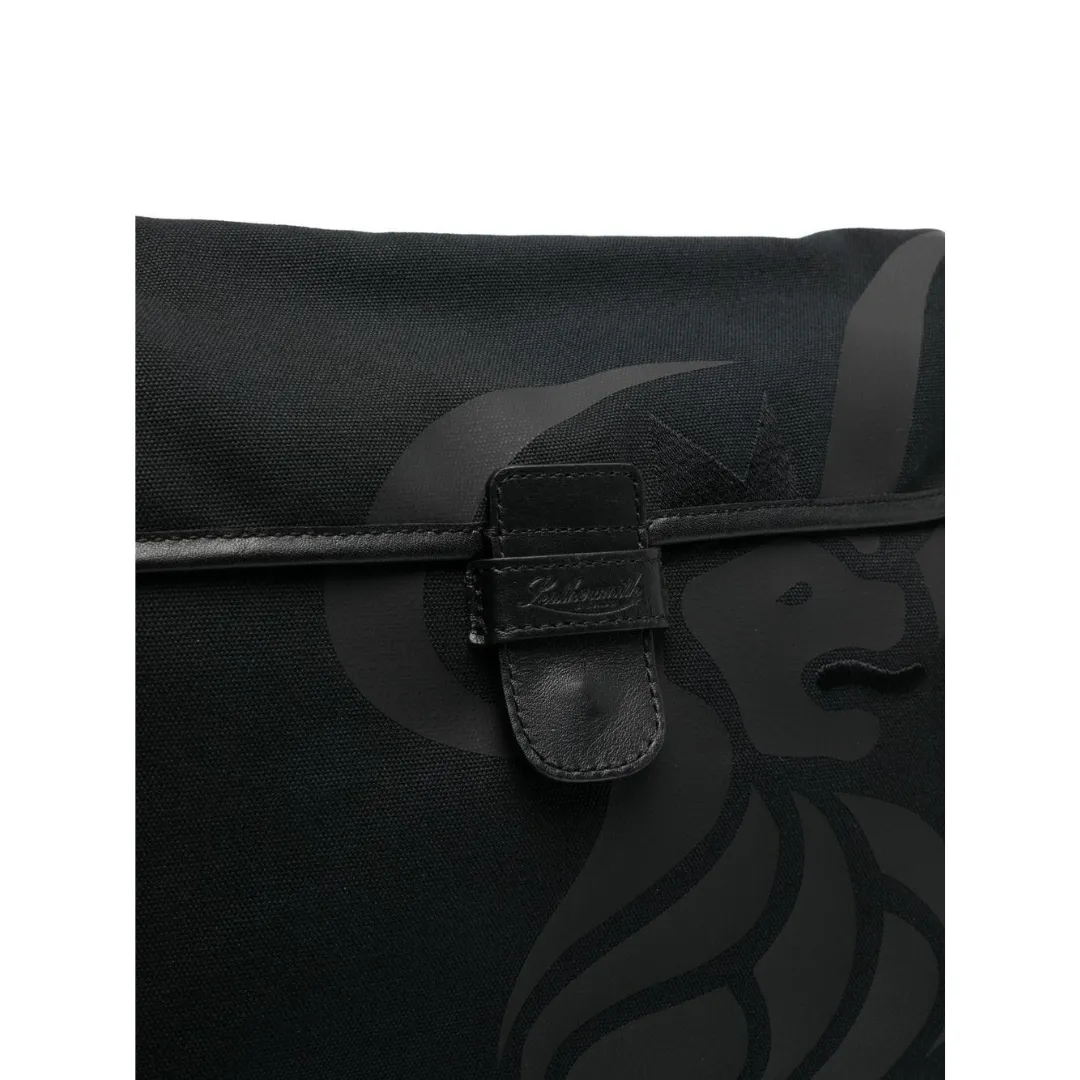 Canvas Lion Messenger Bag - Black