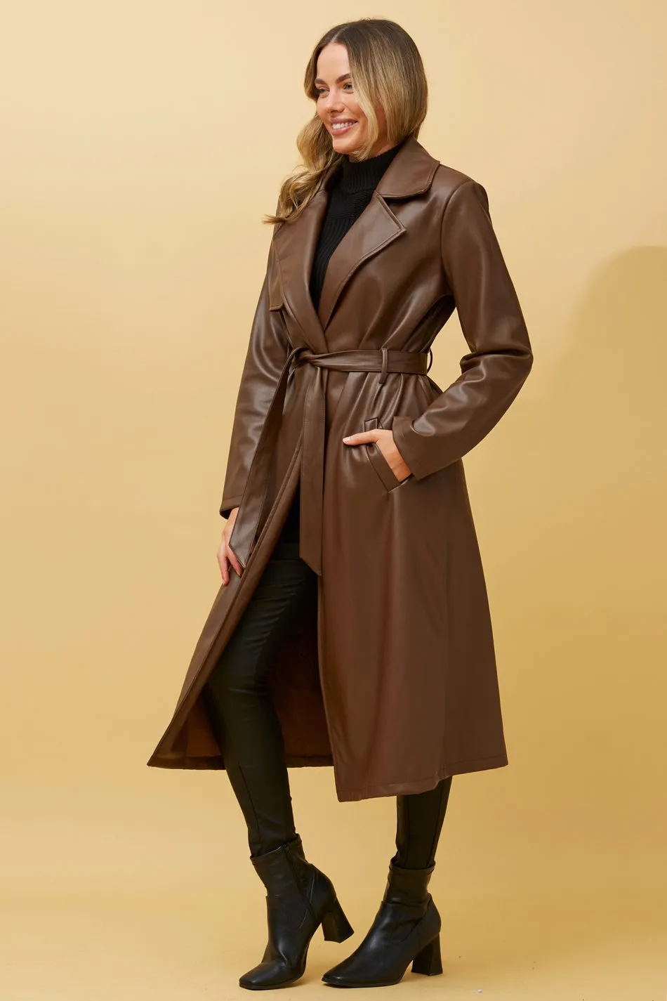 CARTIA FAUX LEATHER COAT