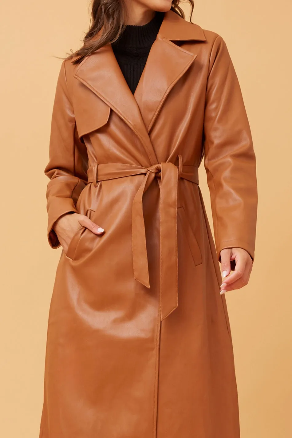 CARTIA FAUX LEATHER COAT