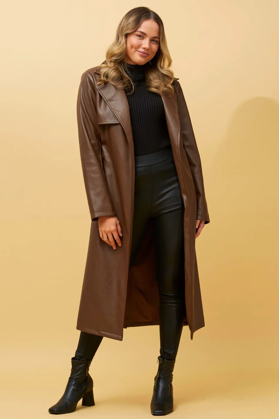 CARTIA FAUX LEATHER COAT