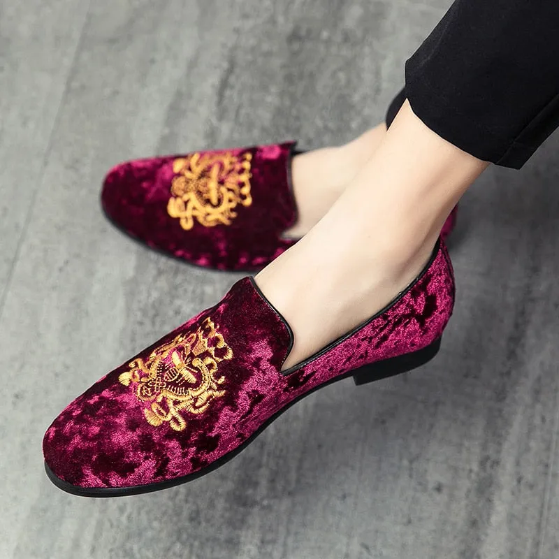 Casual Men Embroidery Loafers wedding New Big Size Lazy Peas shoes