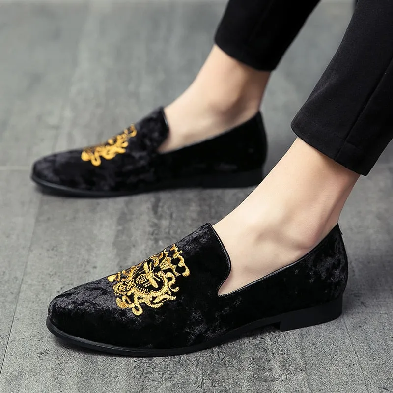 Casual Men Embroidery Loafers wedding New Big Size Lazy Peas shoes