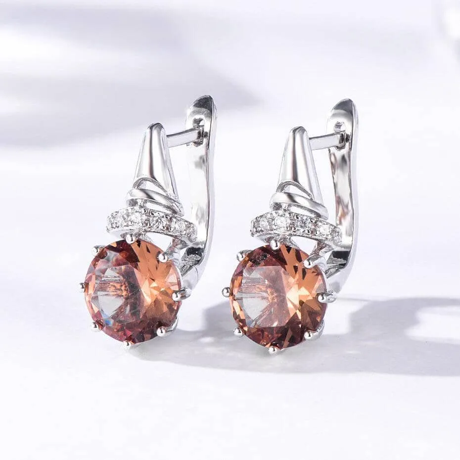 Charm Morganite Clip Earrings - 925 Sterling Silver