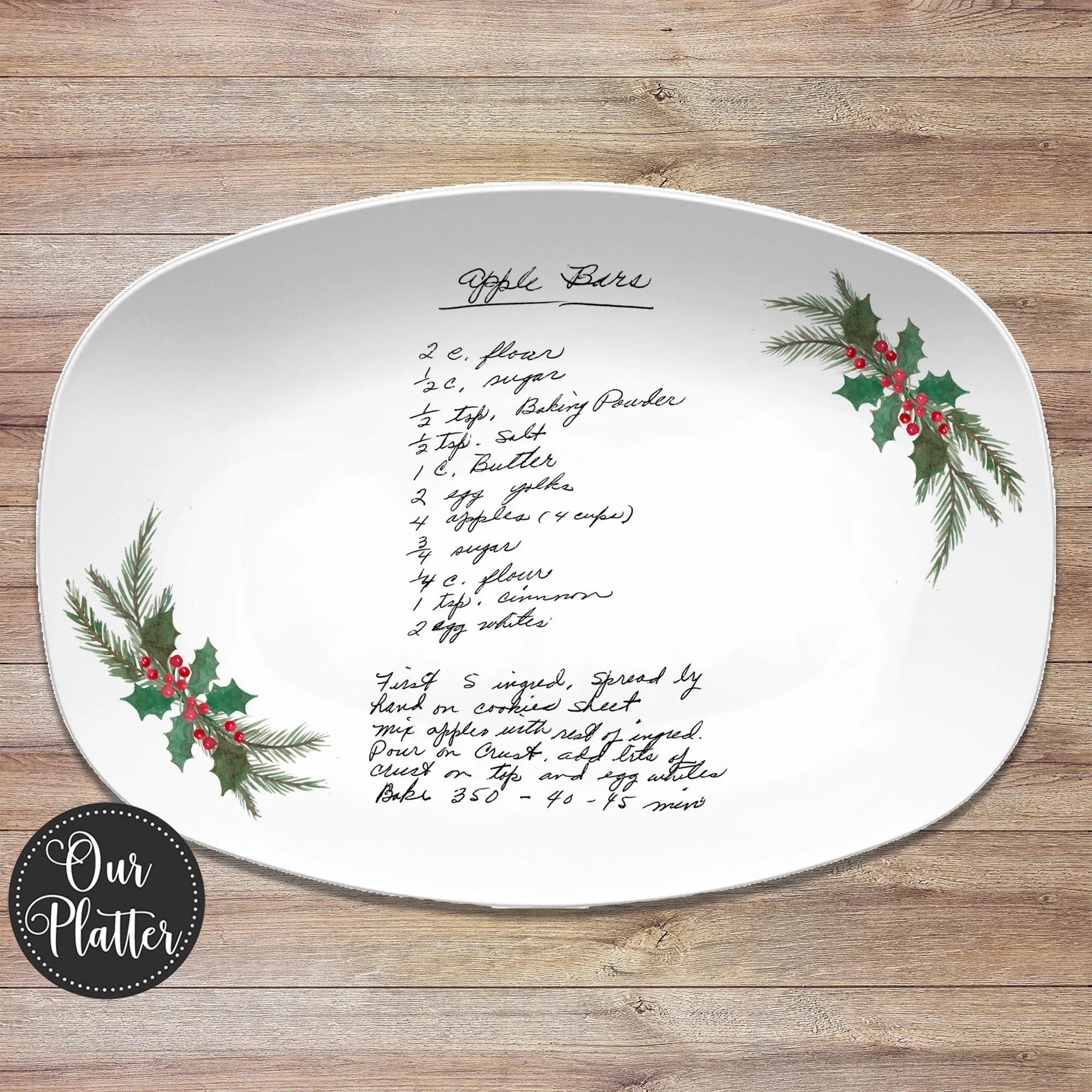 Christmas Handwritten Recipe Personalized Platter