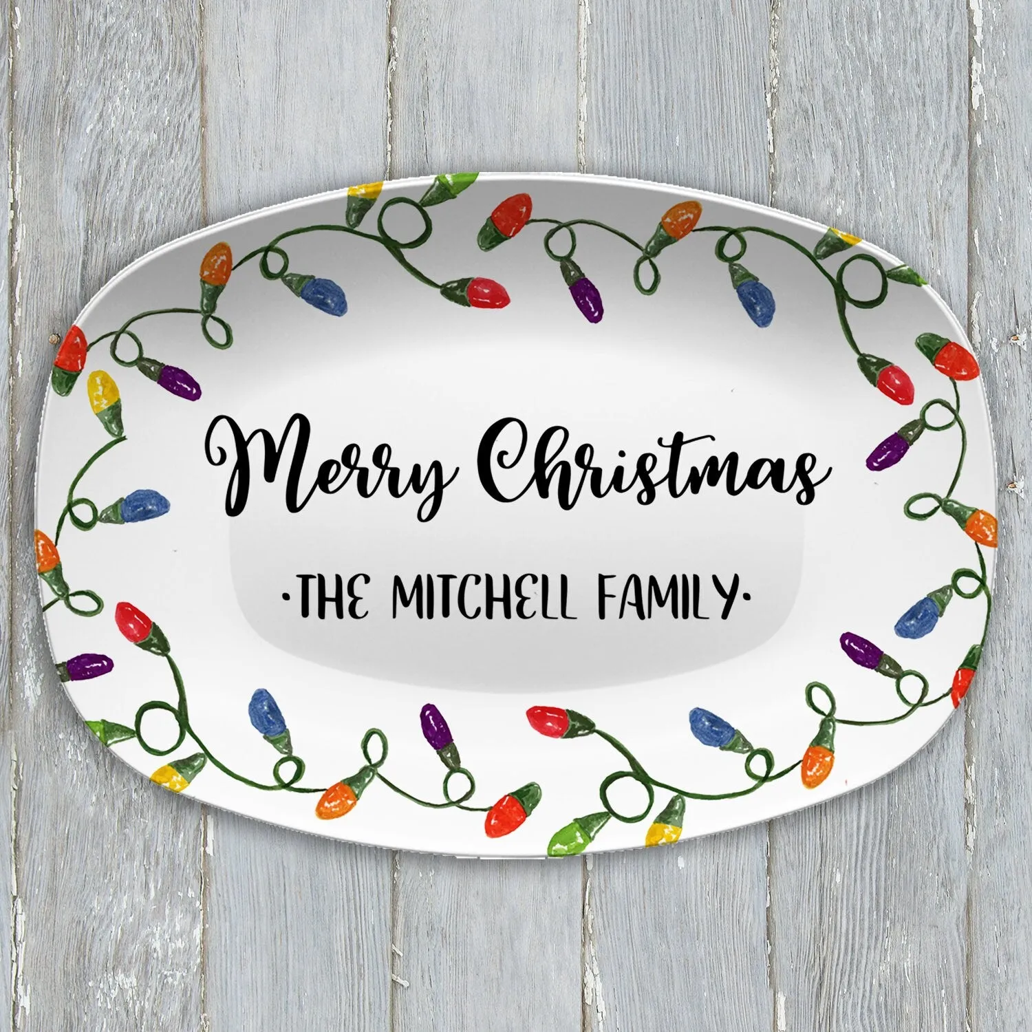 Christmas Lights Holiday Personalized Platter