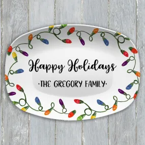 Christmas Lights Holiday Personalized Platter