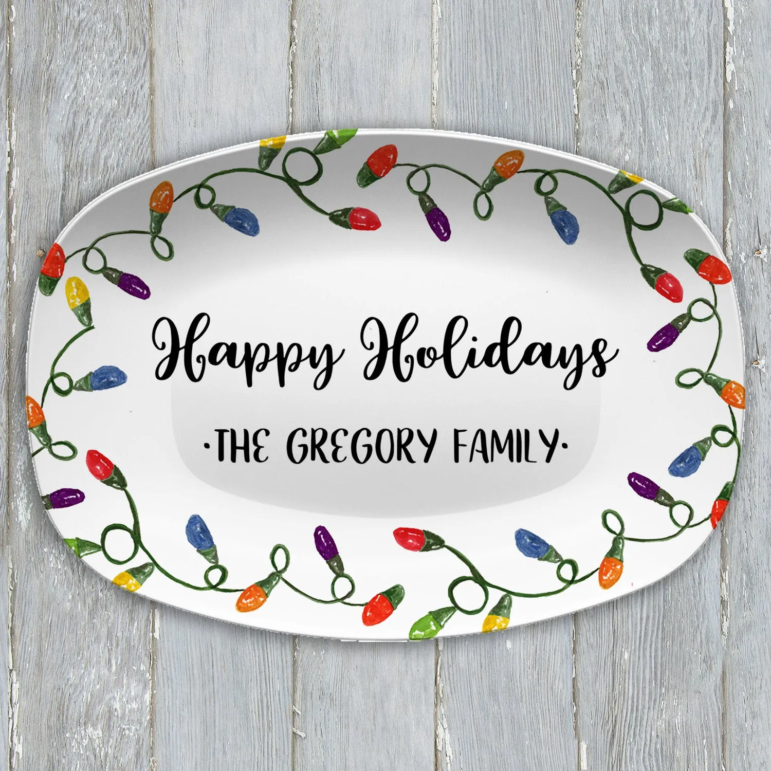 Christmas Lights Holiday Personalized Platter