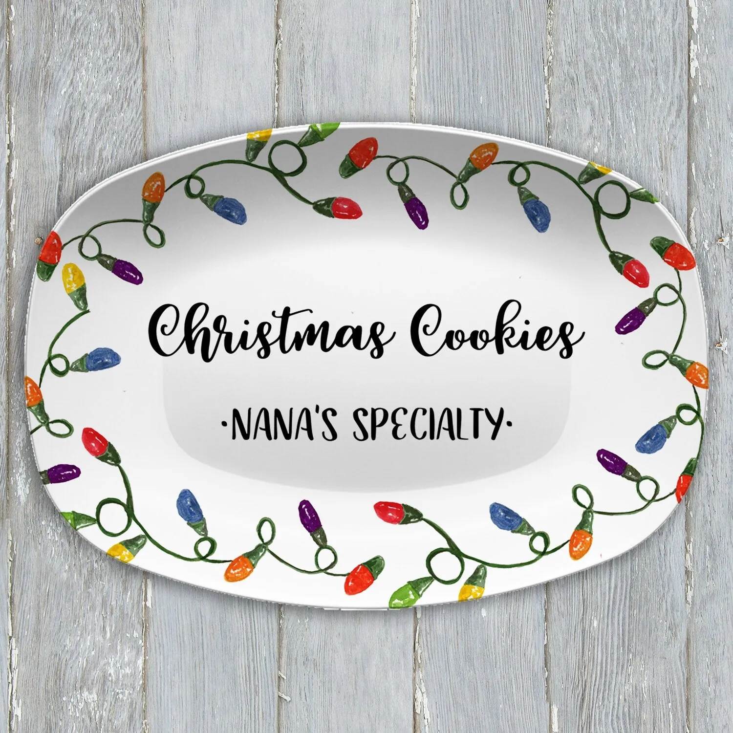 Christmas Lights Holiday Personalized Platter