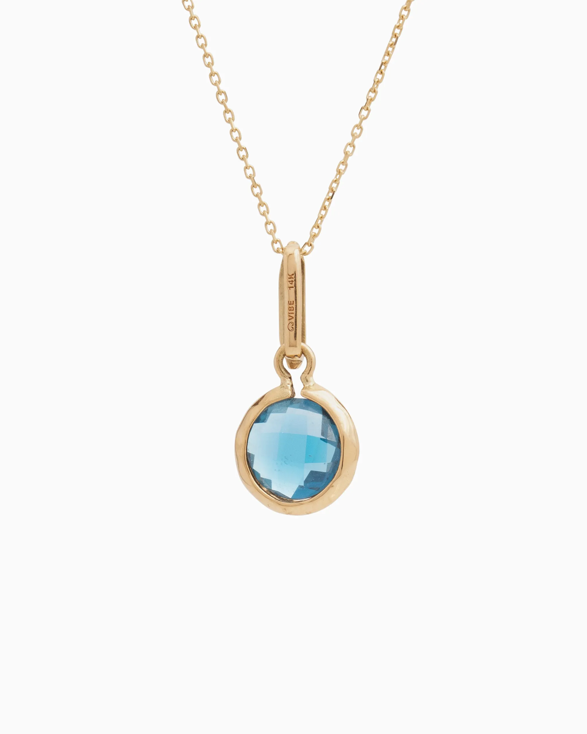 Circle Stone Pendant - London Blue Topaz