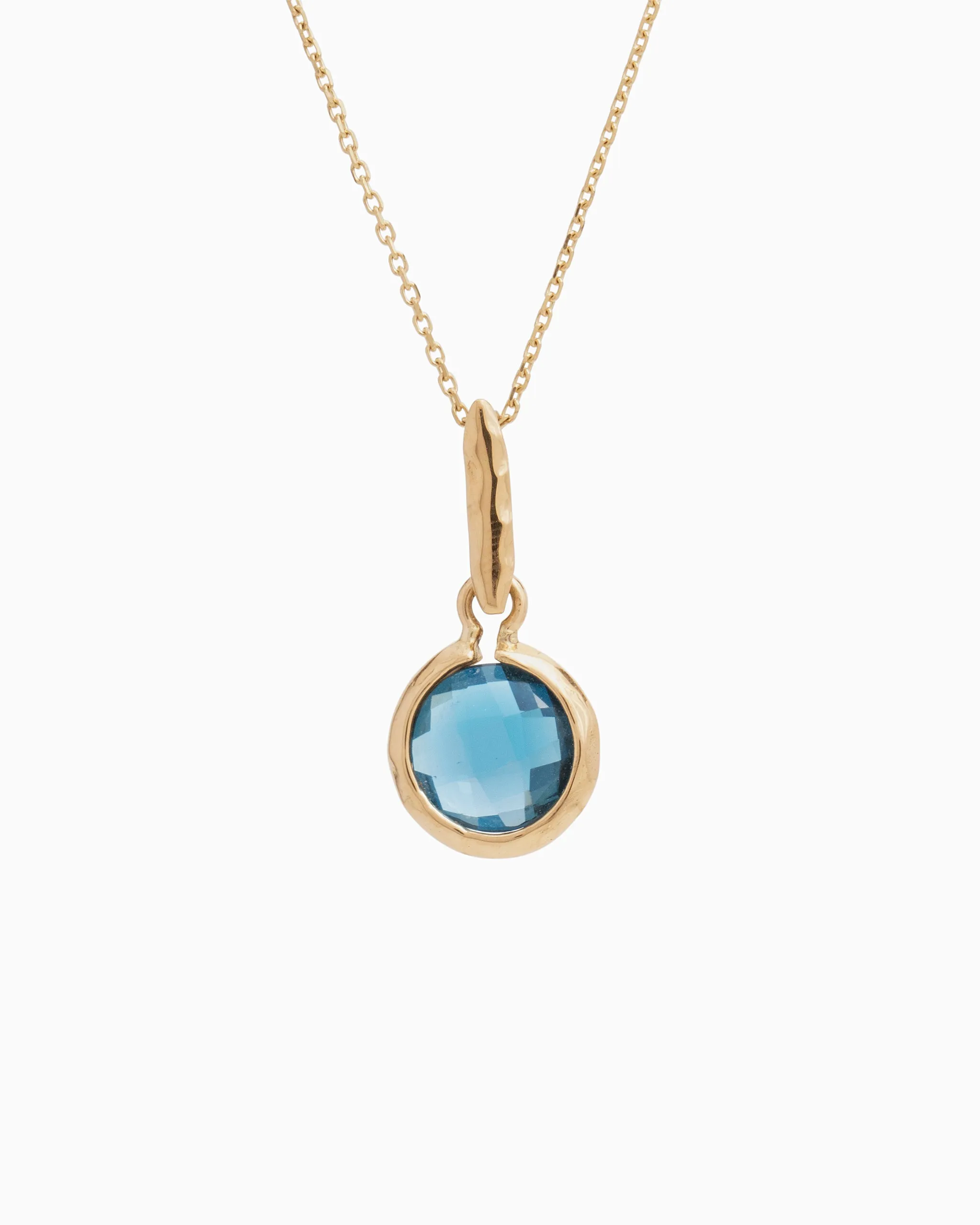 Circle Stone Pendant - London Blue Topaz