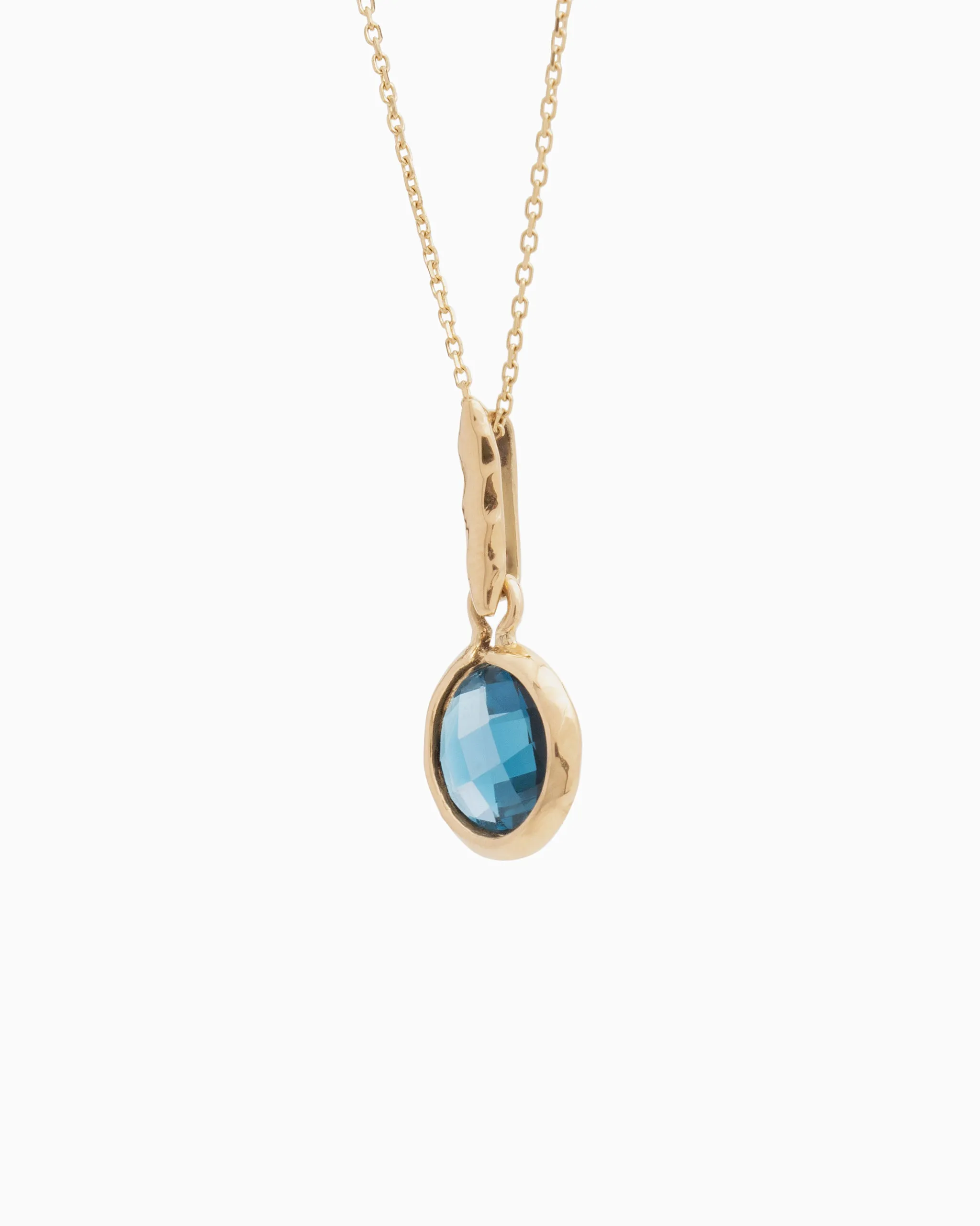 Circle Stone Pendant - London Blue Topaz