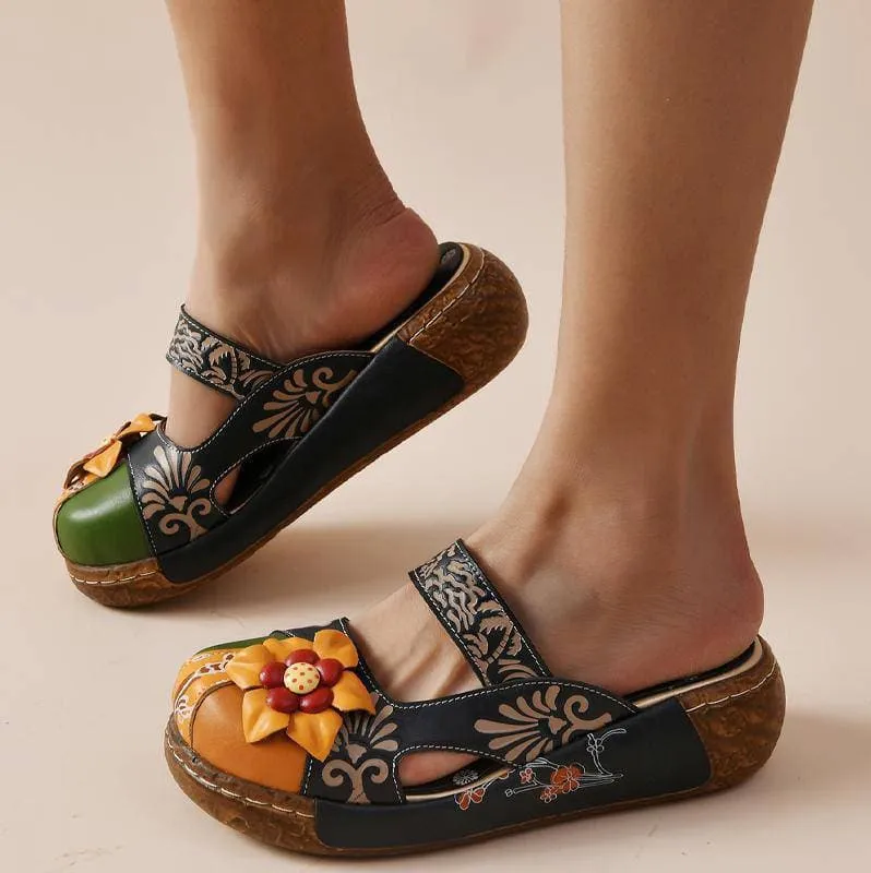 Comfy Soft Print Platform Sandals