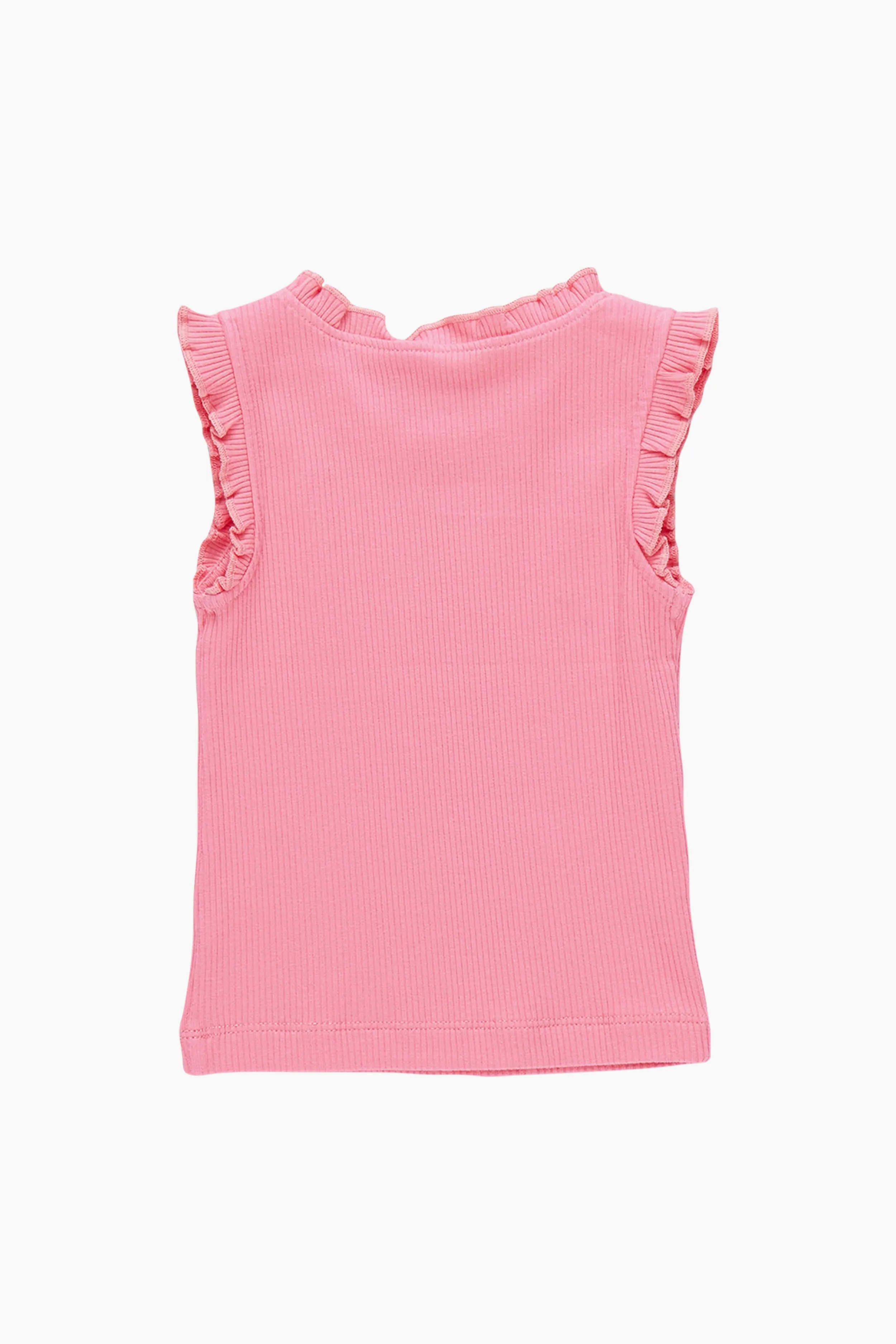 Confetti Pink Organic Ruffle Rib Tank