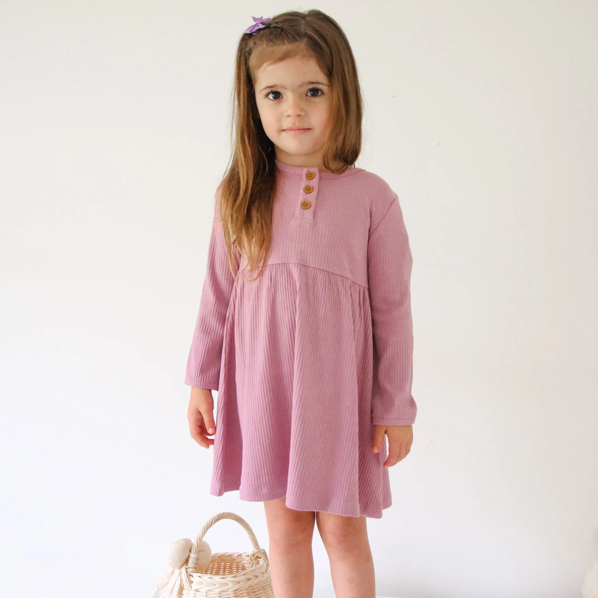 Cozy Basic LS Dress - Wild Orchid