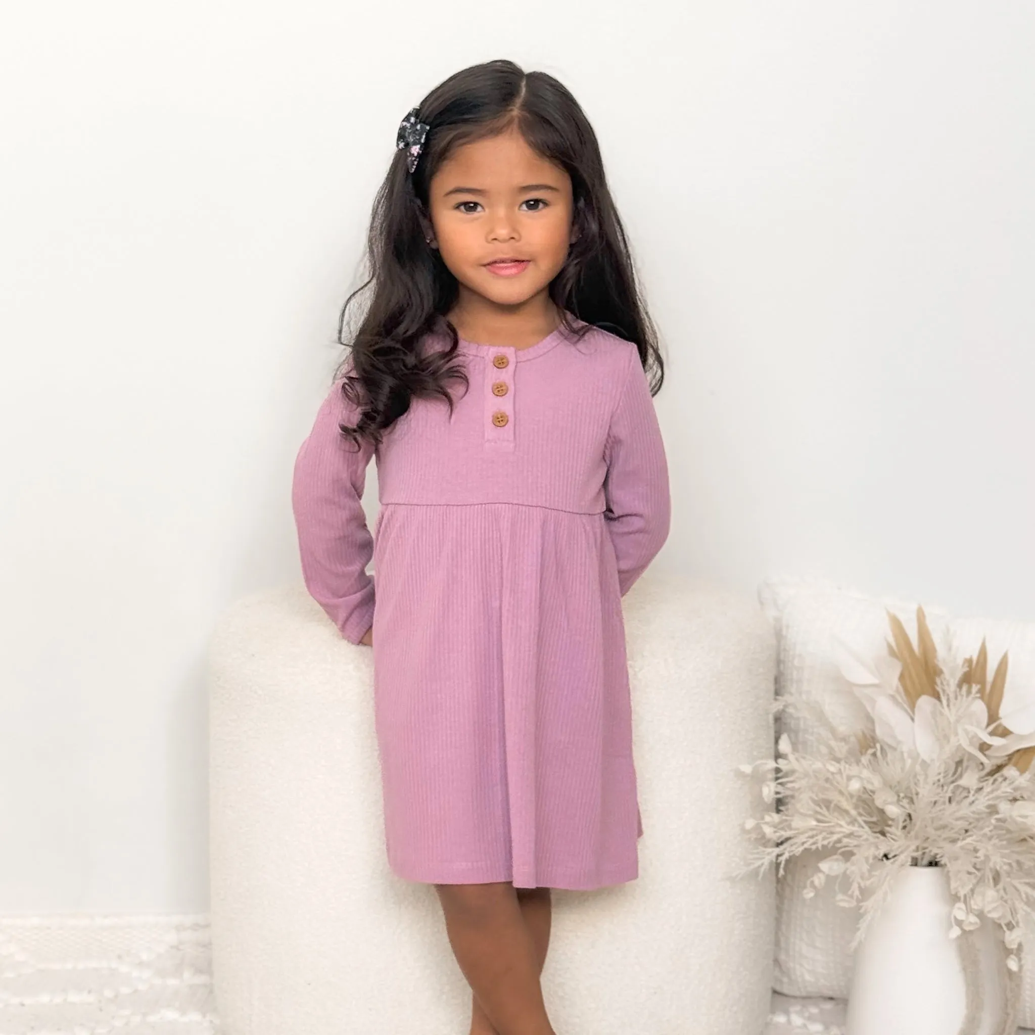 Cozy Basic LS Dress - Wild Orchid