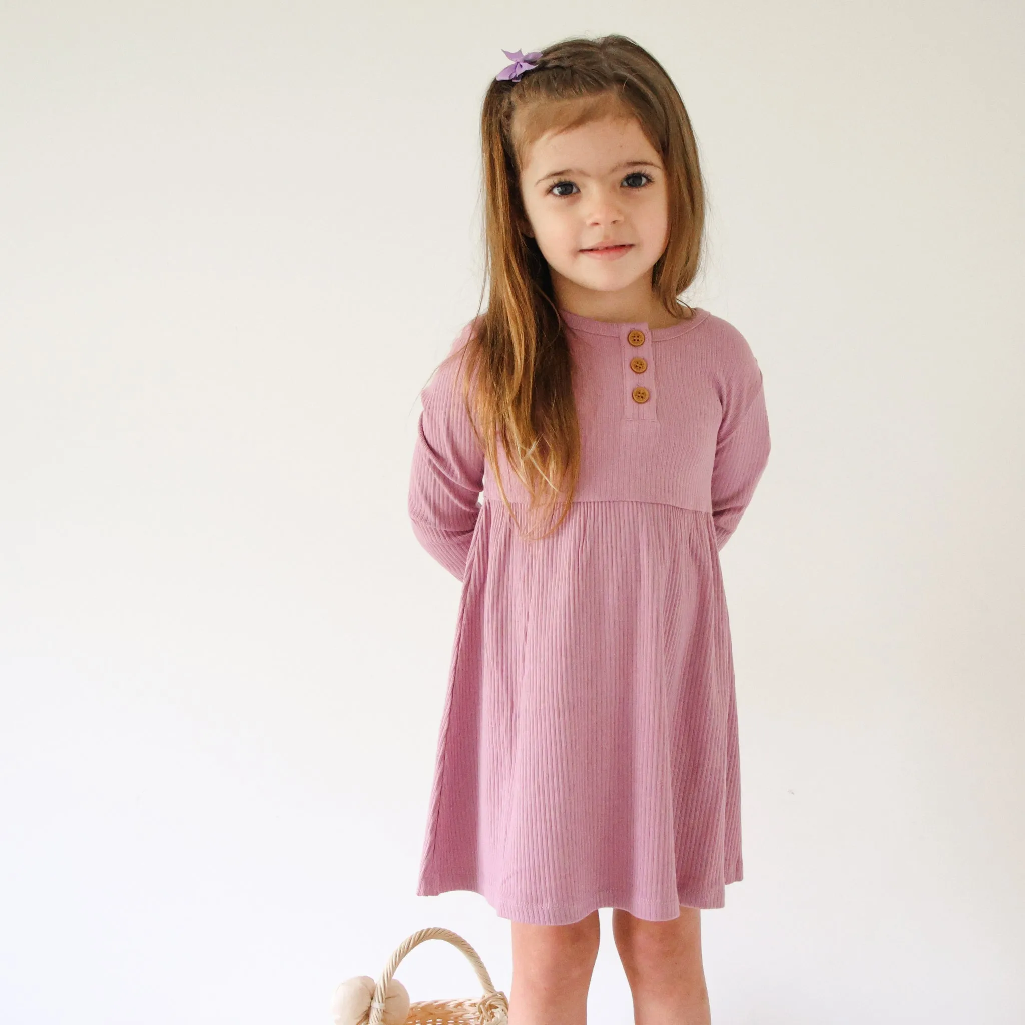 Cozy Basic LS Dress - Wild Orchid