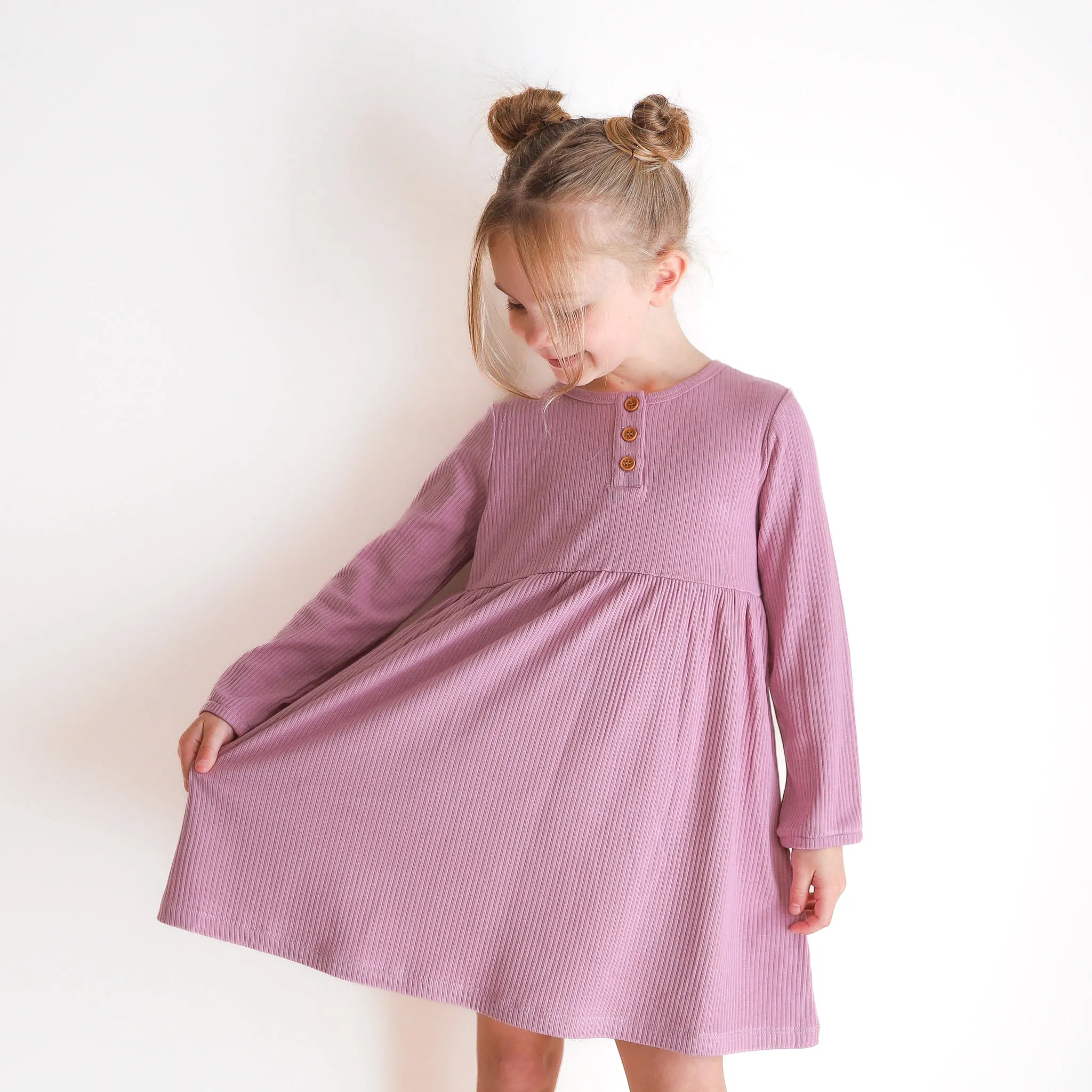 Cozy Basic LS Dress - Wild Orchid