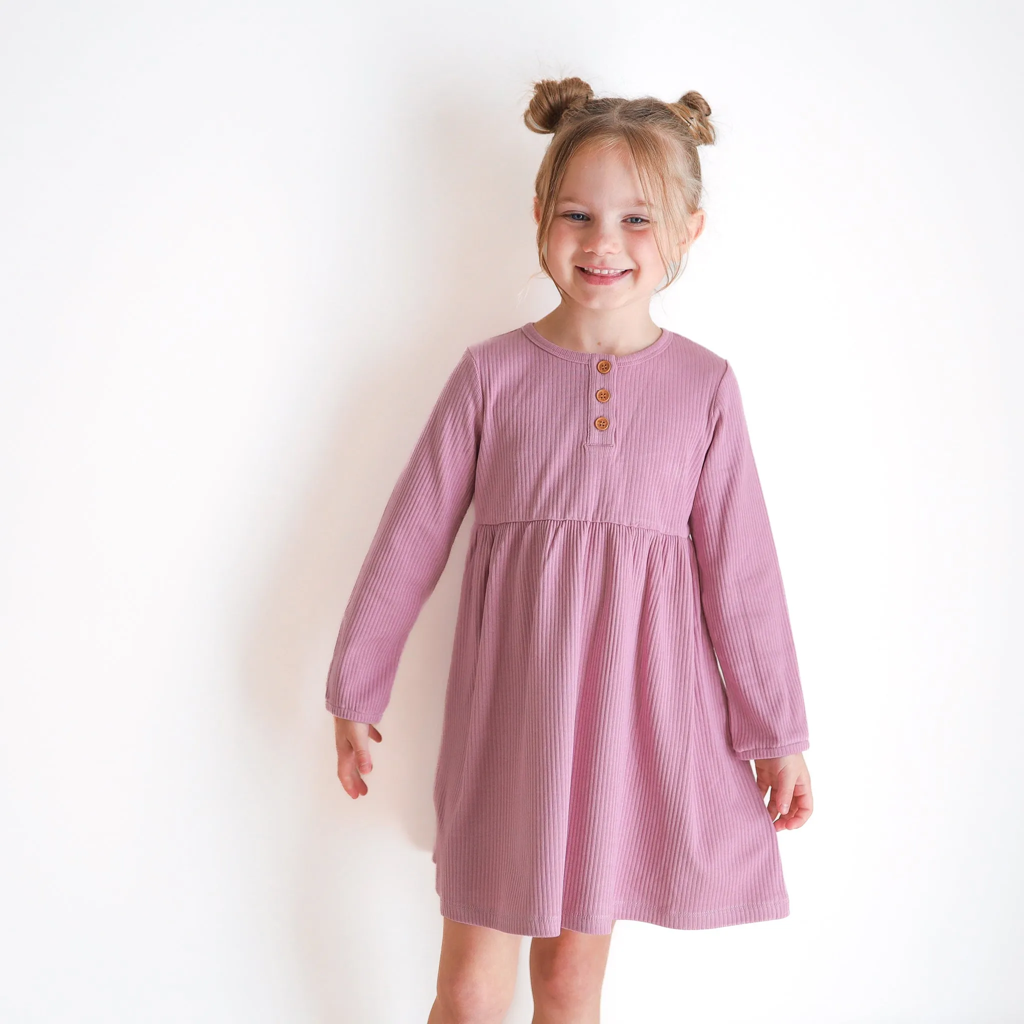 Cozy Basic LS Dress - Wild Orchid