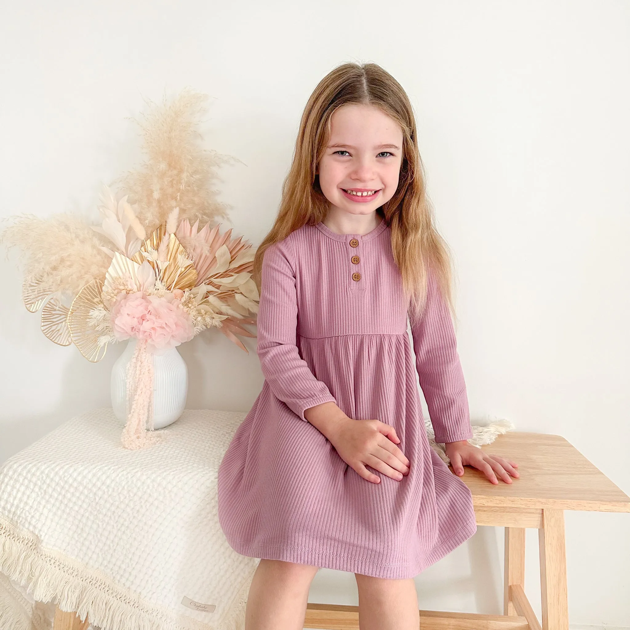 Cozy Basic LS Dress - Wild Orchid