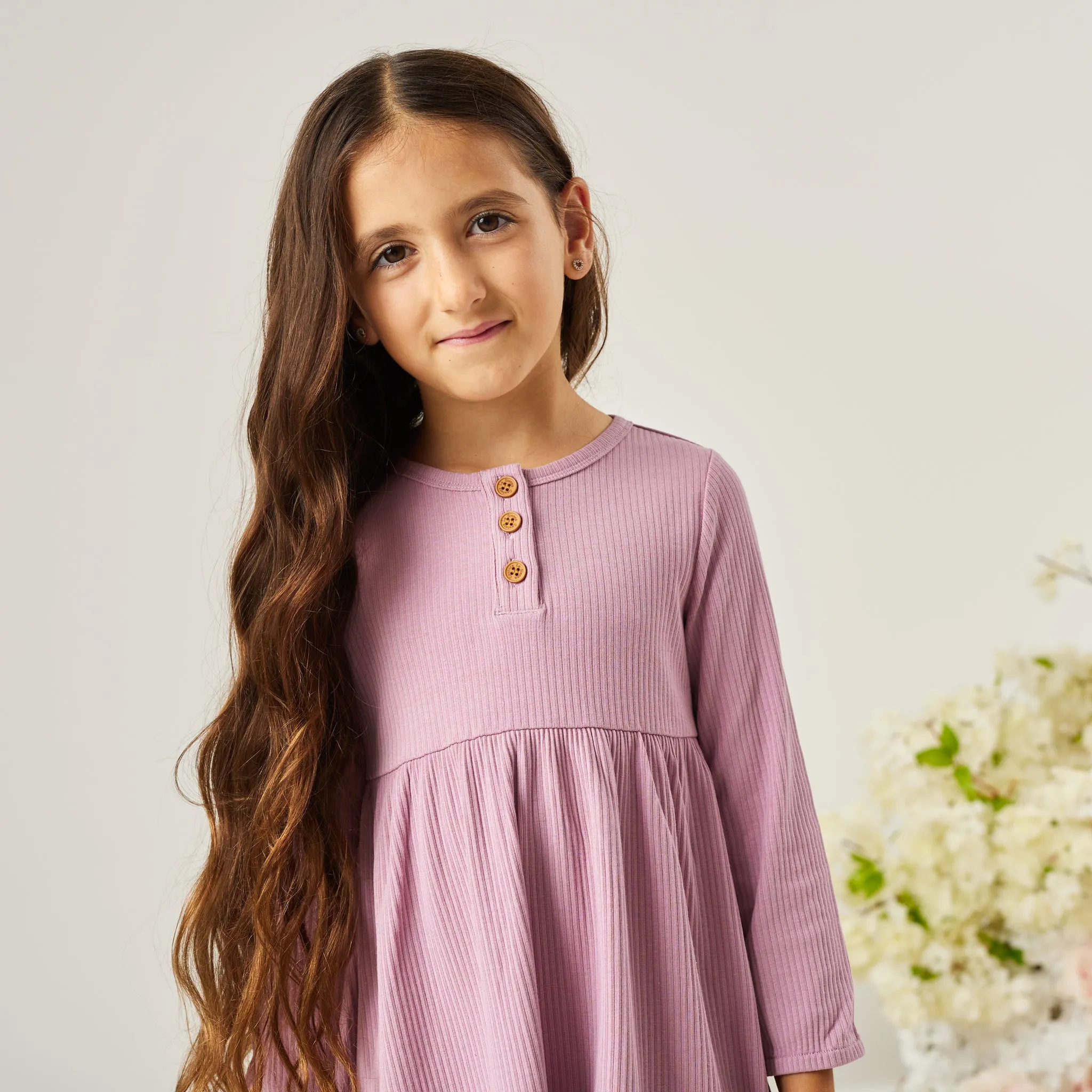 Cozy Basic LS Dress - Wild Orchid